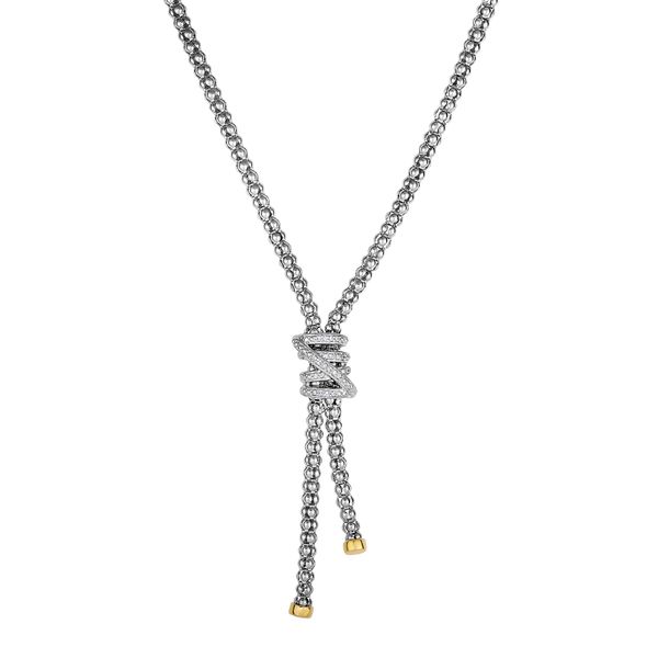 Sterling Silver & 18K Gold Popcorn Tally Diamond Necklace John Herold Jewelers Randolph, NJ