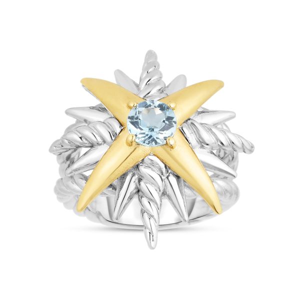 Constellation Cable Bold Blue Topaz & 18K Gold Ring Scirto's Jewelry Lockport, NY