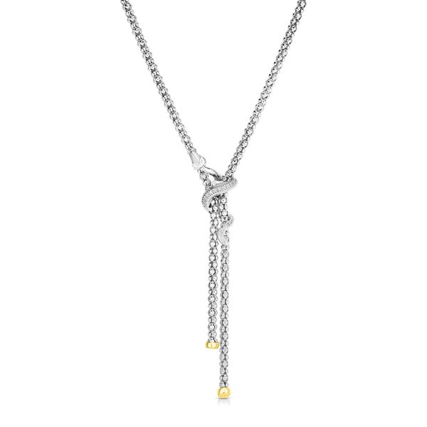 Sterling Silver & 18K Gold Il Serpente Popcorn Diamond Necklace John Herold Jewelers Randolph, NJ