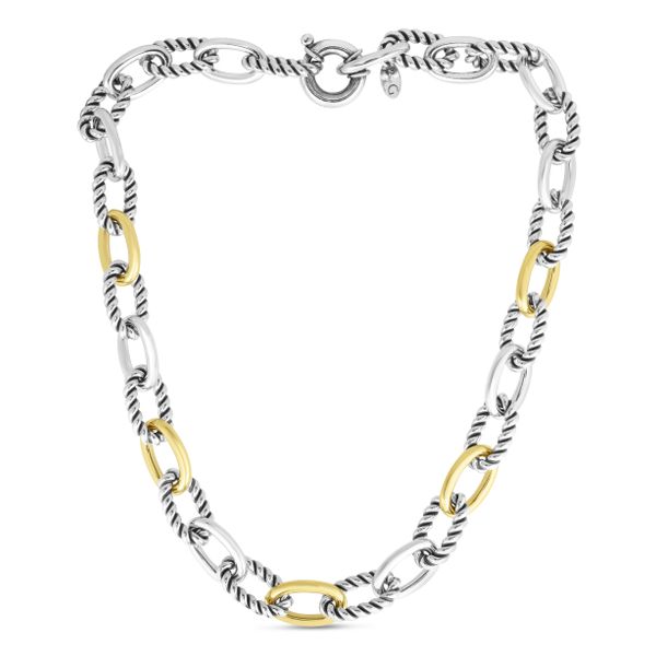 Paperclip Cable Link Necklace in Silver & 18K Gold Scirto's Jewelry Lockport, NY