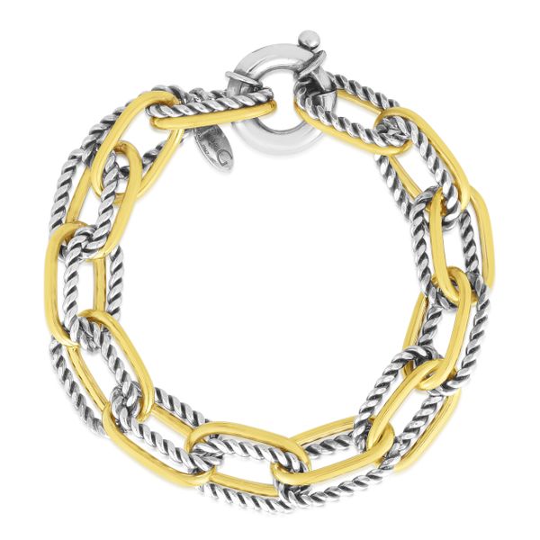 Paperclip Cable Double Link Bracelet in Silver & 18K Gold Scirto's Jewelry Lockport, NY