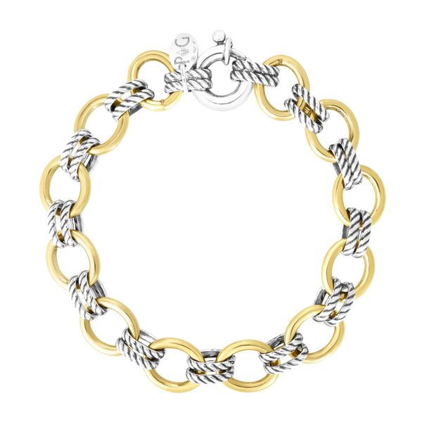 Sterling Silver & 18K Gold Italian Cable Doppia Link Necklace John Herold Jewelers Randolph, NJ