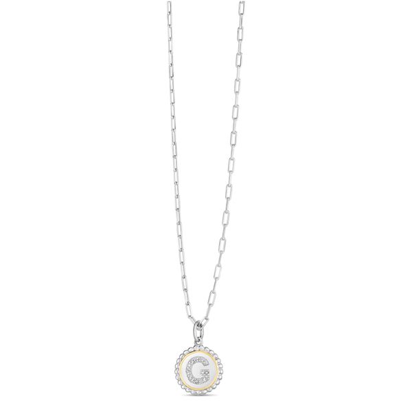Silver-18K Popcorn Initials Letter G Necklace Scirto's Jewelry Lockport, NY