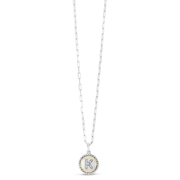Silver-18K Popcorn Initials Letter K Necklace Scirto's Jewelry Lockport, NY