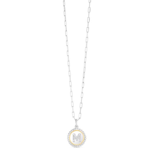Silver-18K Popcorn Initials Letter M Necklace Scirto's Jewelry Lockport, NY