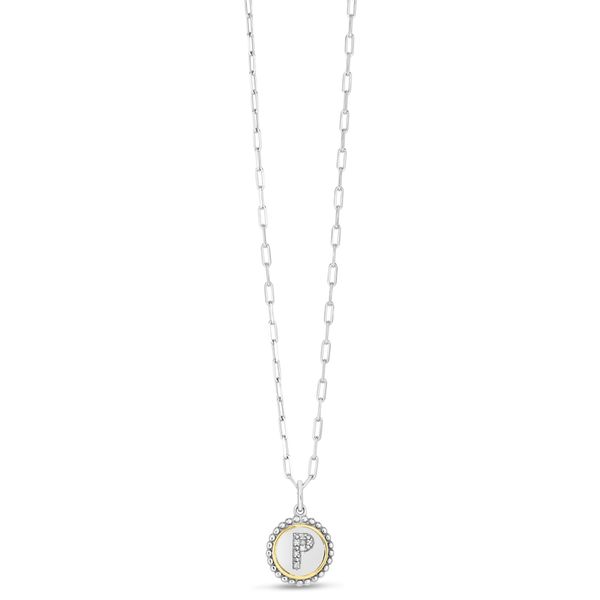 Silver-18K Popcorn Initials Letter P Necklace Scirto's Jewelry Lockport, NY