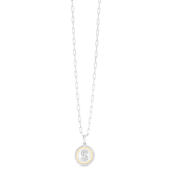 Silver-18K Popcorn Initials Letter S Necklace Scirto's Jewelry Lockport, NY
