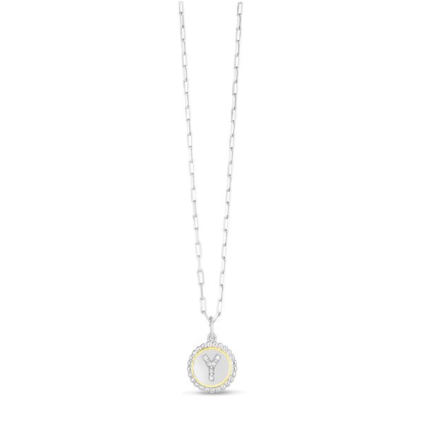 Silver-18K Popcorn Initials Letter Y Necklace Scirto's Jewelry Lockport, NY