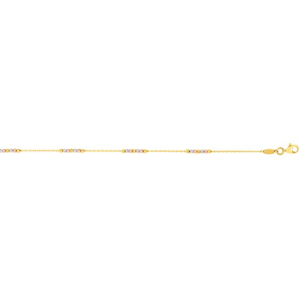 14K Tri-color Gold Diamond Cut Bead Station Anklet Adair Jewelers  Missoula, MT