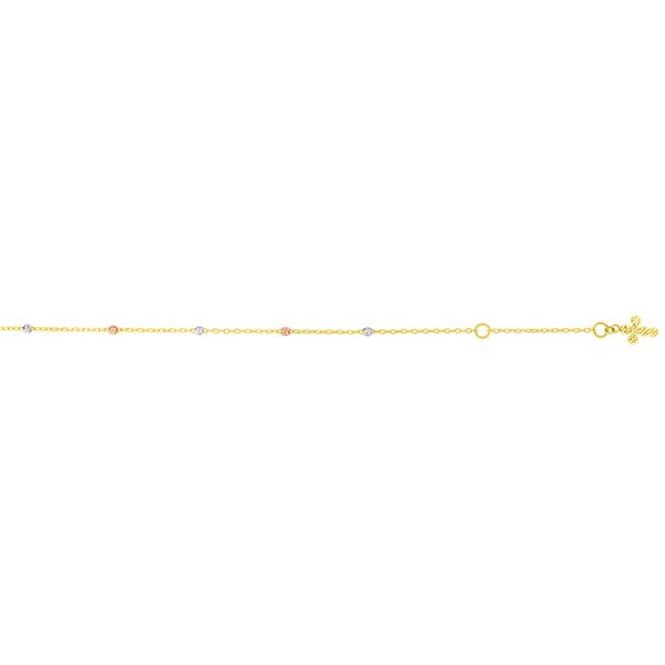 14K Tri-color Gold Diamond Cut Dangle Cross Anklet Adair Jewelers  Missoula, MT