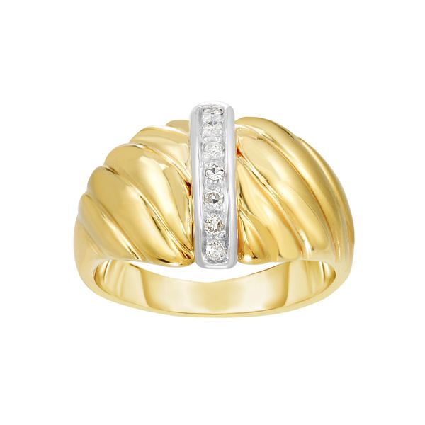 14K Gold Diamond Bar Sculpted Ring Ware's Jewelers Bradenton, FL