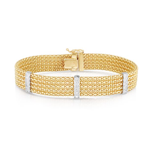 14K Gold Large Five Row Popcorn Diamond Bracelet Scirto's Jewelry Lockport, NY