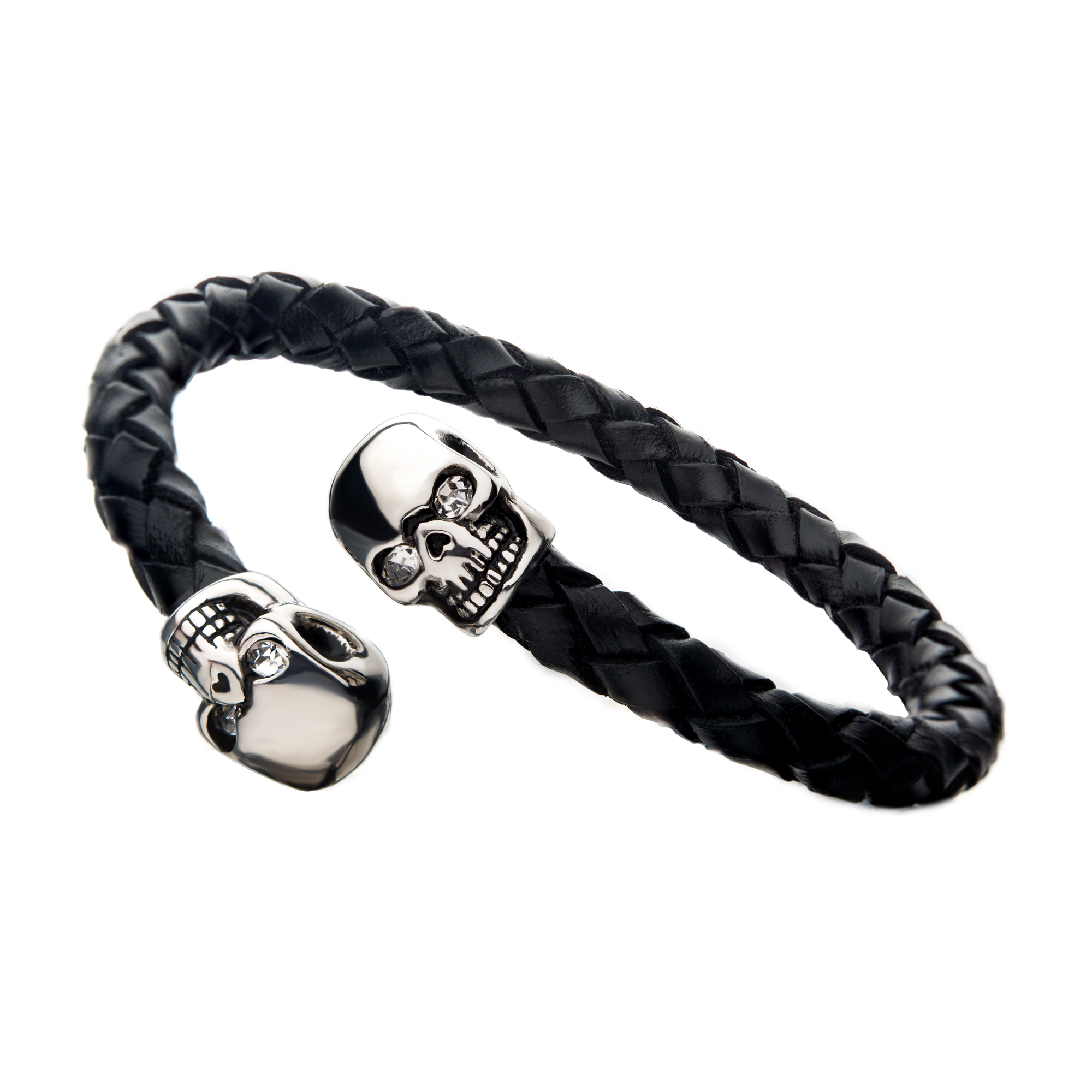 Skull Ends Cuff Leather Bracelet Image 2 Milano Jewelers Pembroke Pines, FL