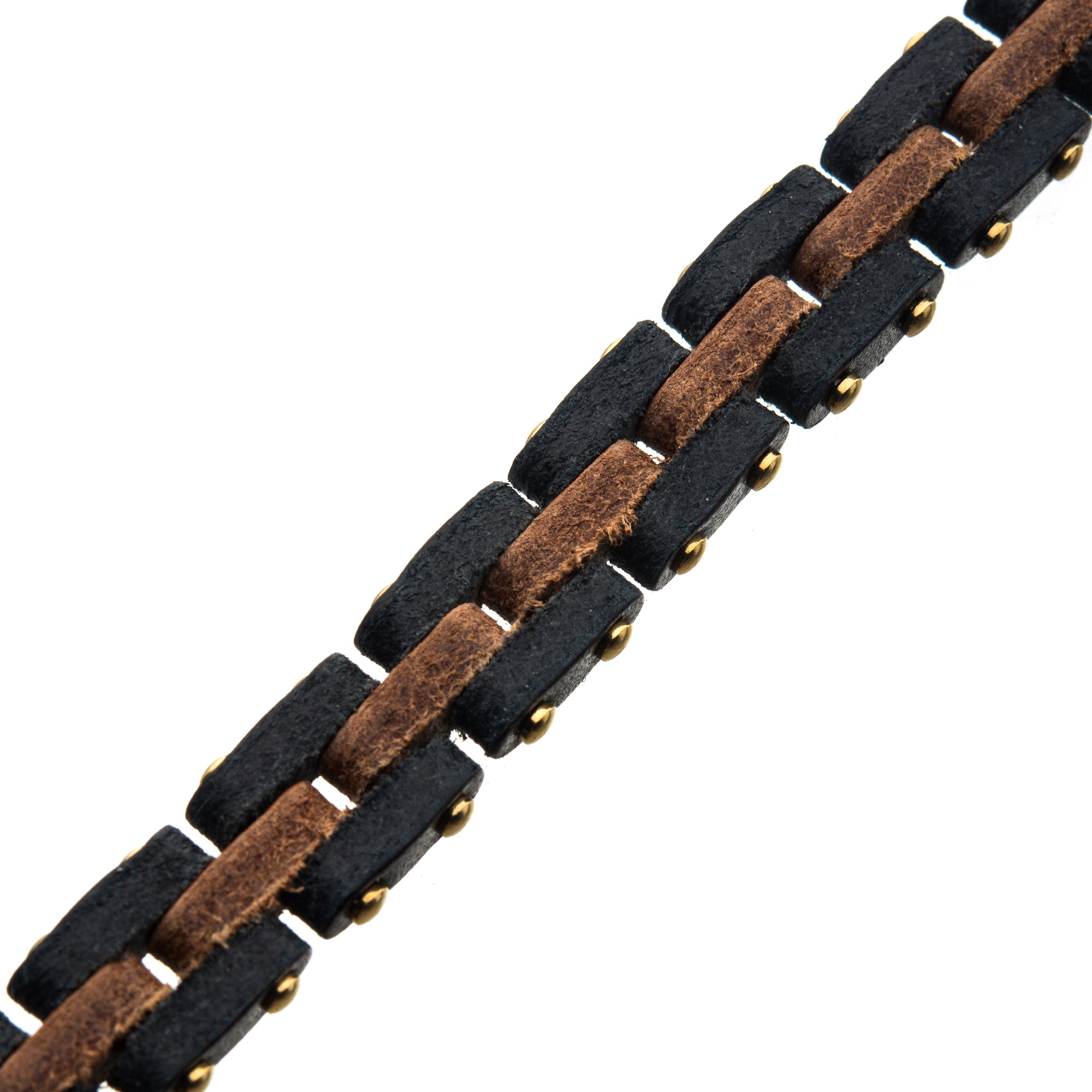 Genuine Leather Link Bracelet with Antiqued Gun Metal Steel Closure Image 2 Milano Jewelers Pembroke Pines, FL