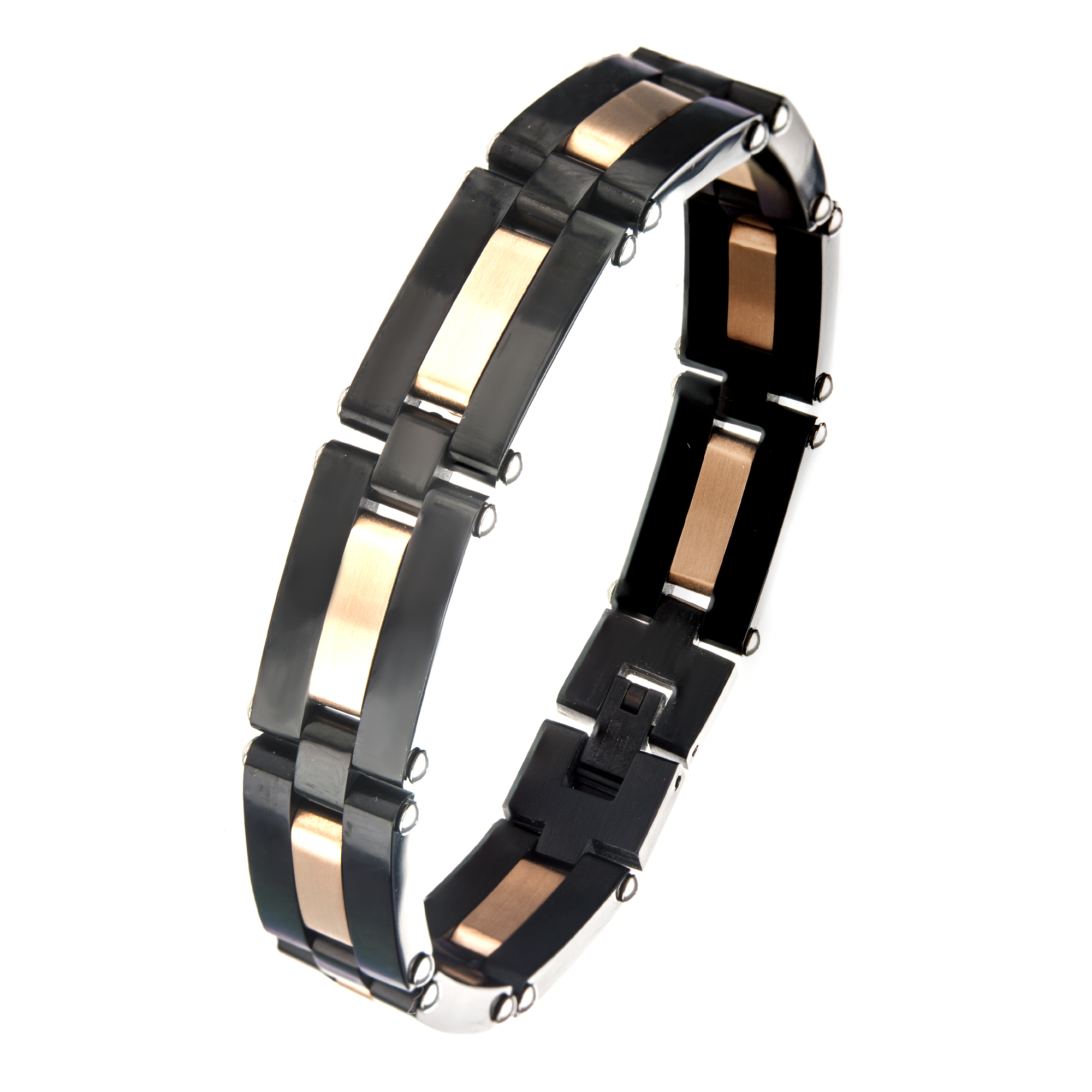 Alternating Black Plated & Rose Gold Plated Link Bracelet Image 2 Enchanted Jewelry Plainfield, CT