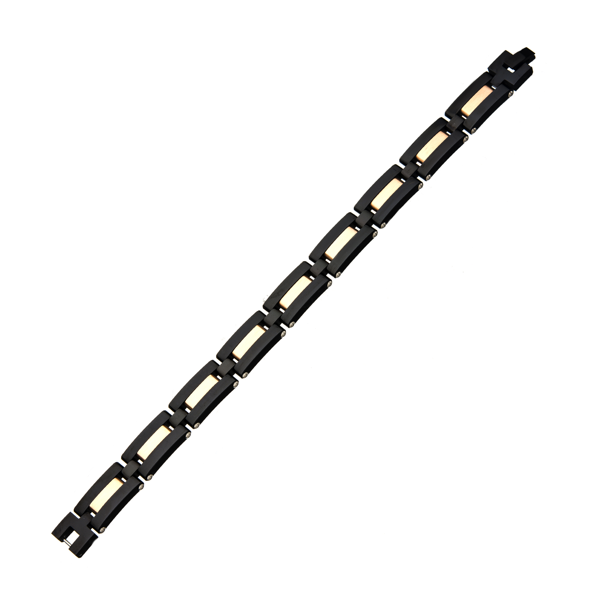 Alternating Black Plated & Rose Gold Plated Link Bracelet Image 3 Thurber's Fine Jewelry Wadsworth, OH