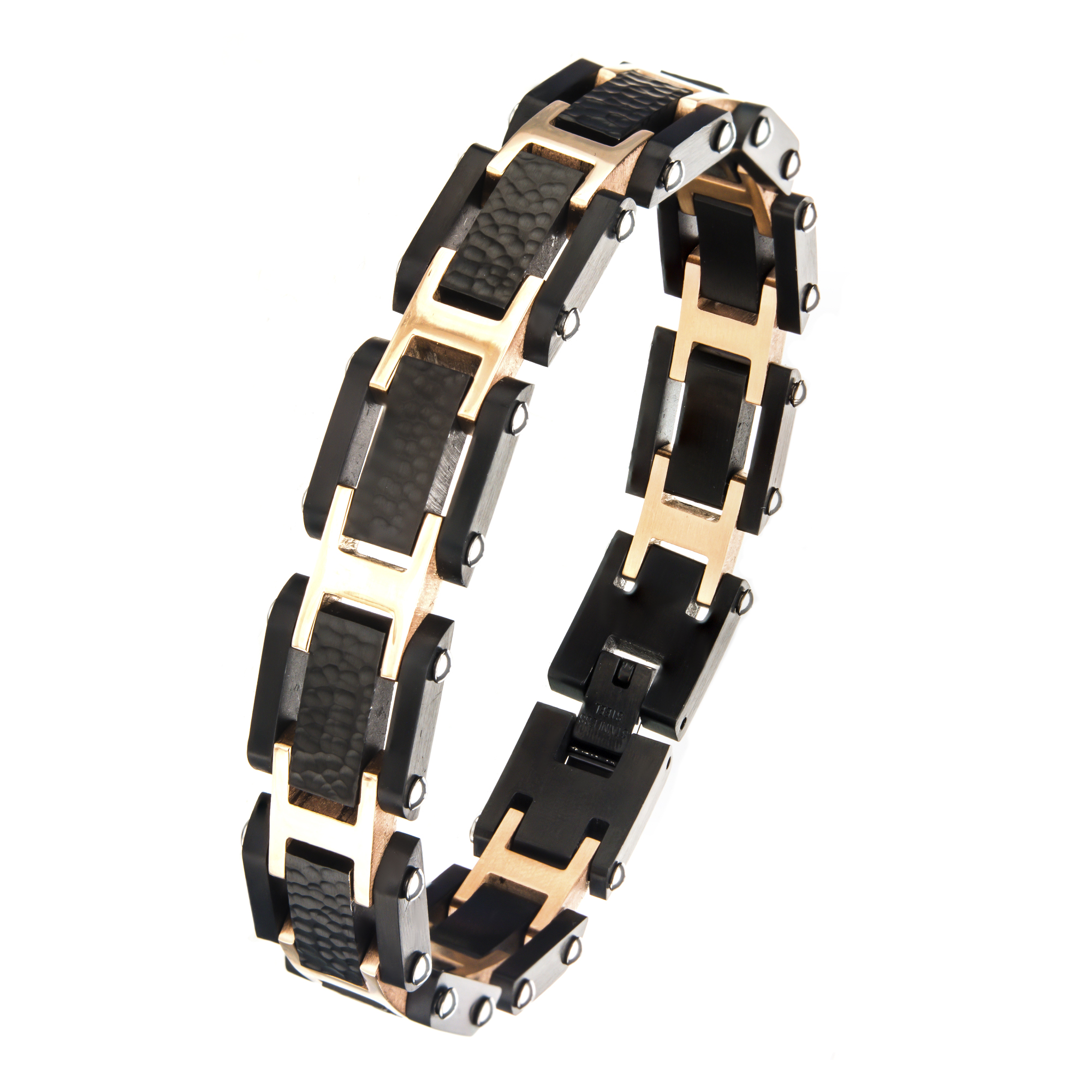 Black Pebble Design with Rose Gold Plated Link Bracelet  Image 2 Ritzi Jewelers Brookville, IN