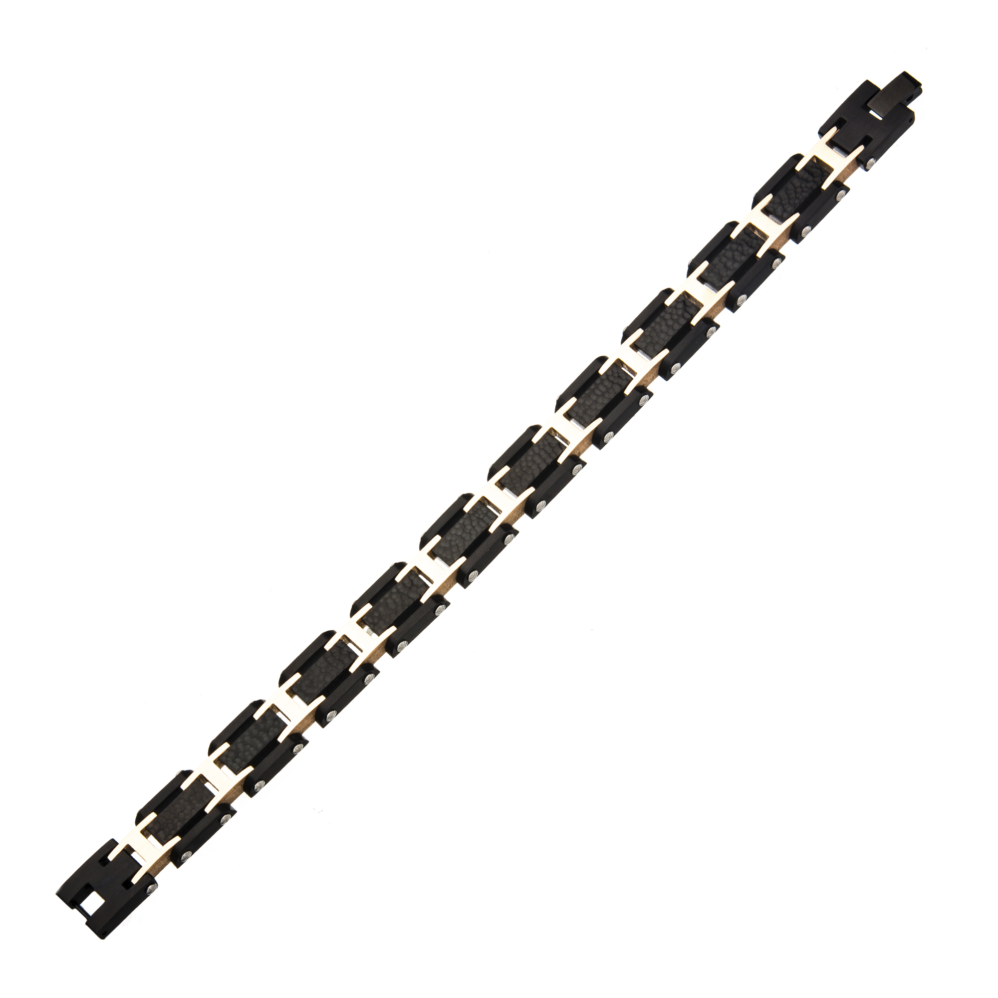 Black Pebble Design with Rose Gold Plated Link Bracelet  Image 3 Milano Jewelers Pembroke Pines, FL