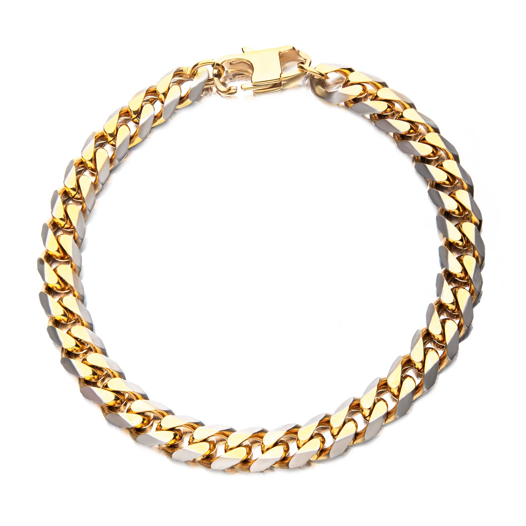 Stainless Steel Gold Plated 8mm Curb Chain with Lobster Clasp Image 2 Midtown Diamonds Reno, NV