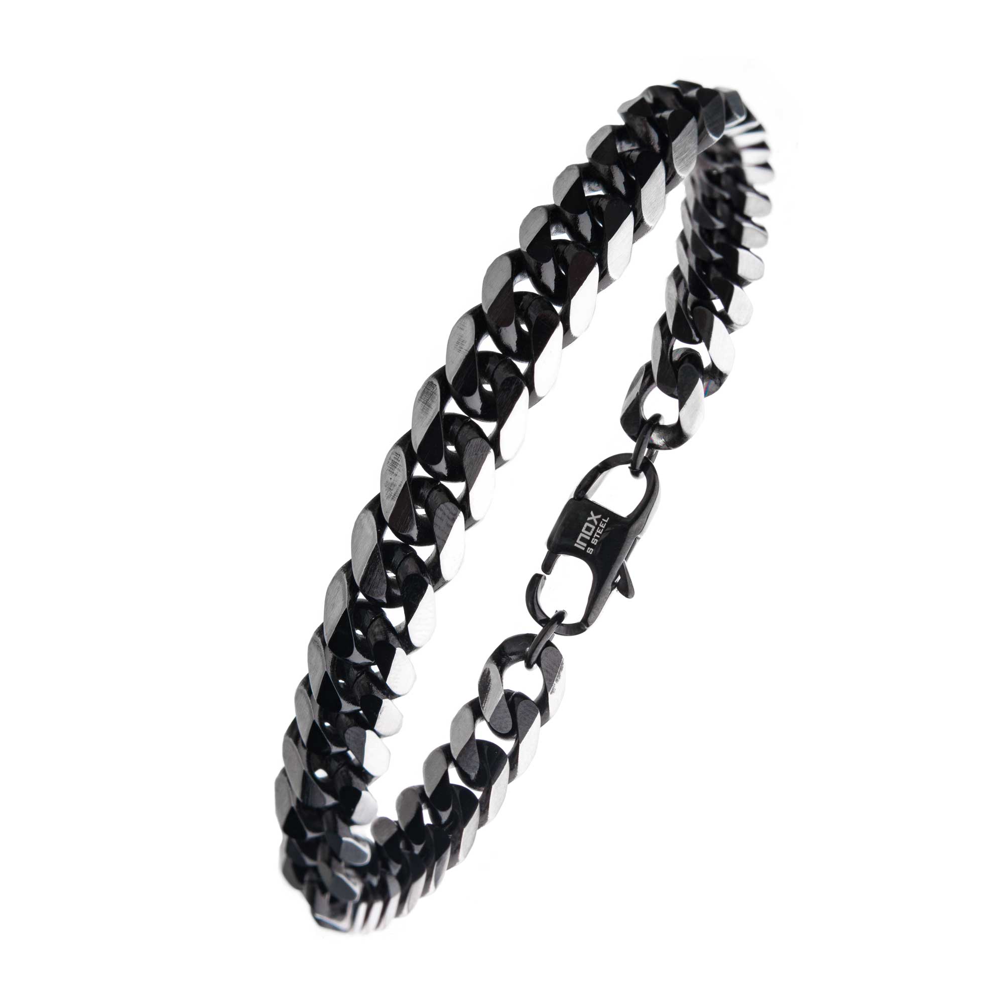Stainless Steel Black Plated 8mm Diamond Curb Chain Image 2 P.K. Bennett Jewelers Mundelein, IL