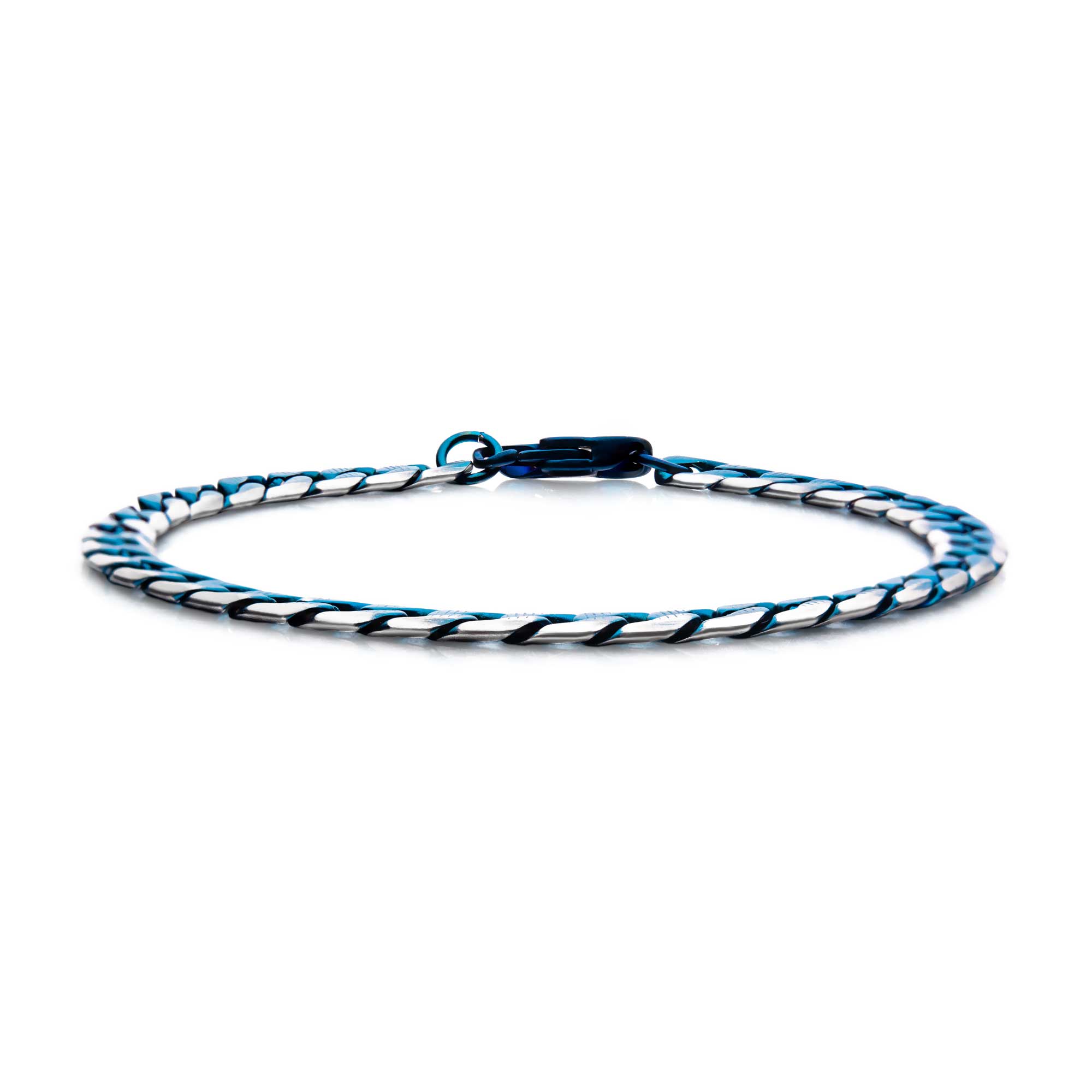 Stainless Steel Blue Plated Curb Cuban Chain with Lobster Clasp Ken Walker Jewelers Gig Harbor, WA