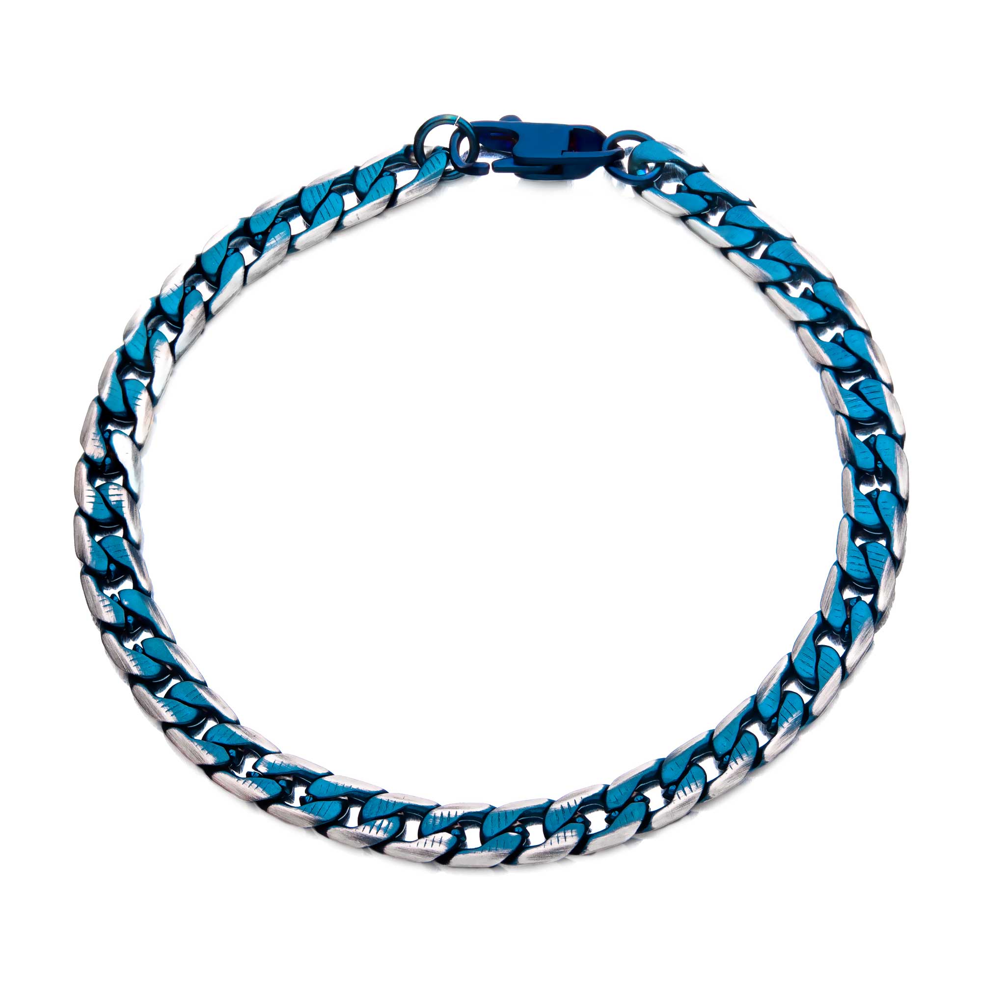Stainless Steel Blue Plated Curb Cuban Chain with Lobster Clasp Image 2 Ken Walker Jewelers Gig Harbor, WA