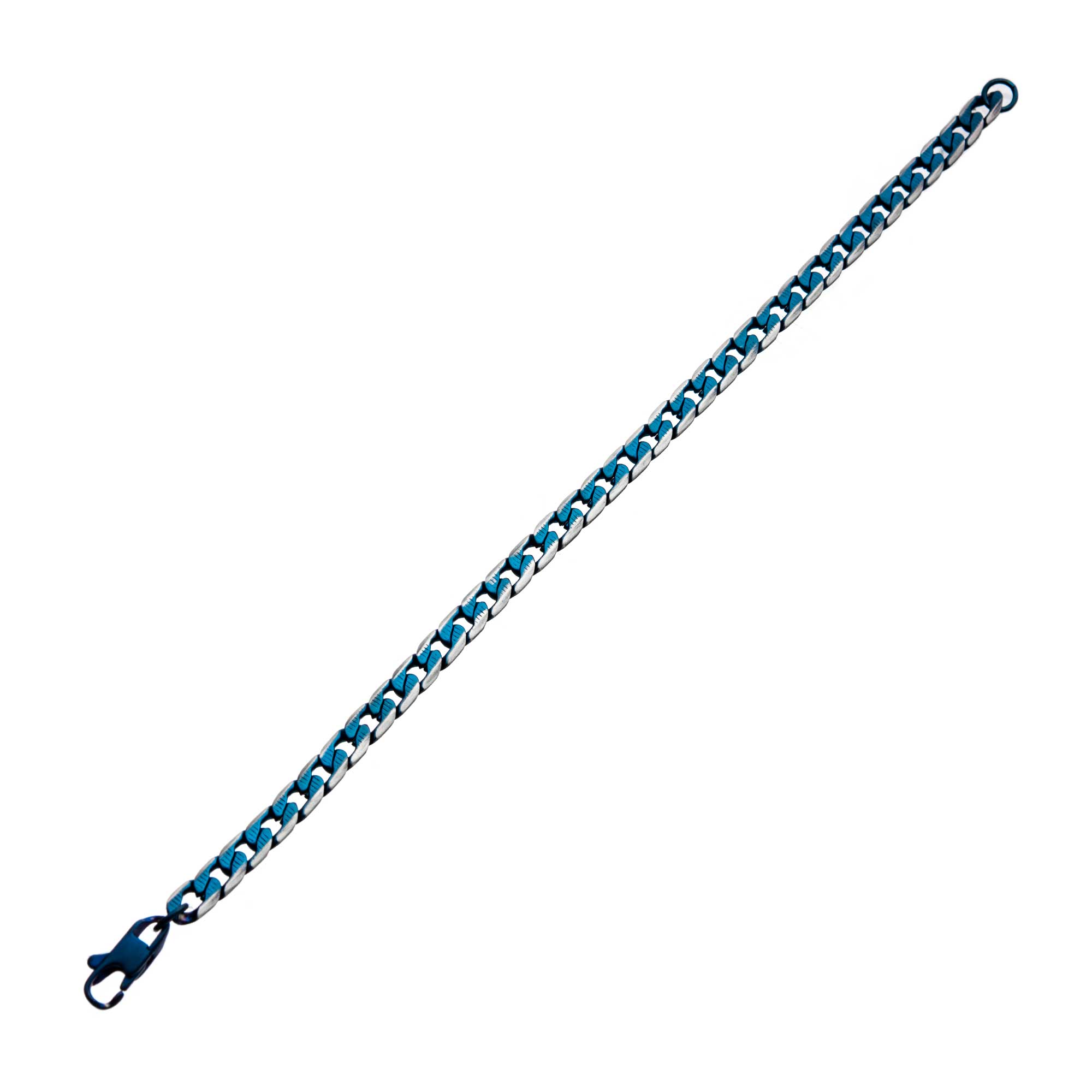 Stainless Steel Blue Plated Curb Cuban Chain with Lobster Clasp Image 4 Milano Jewelers Pembroke Pines, FL