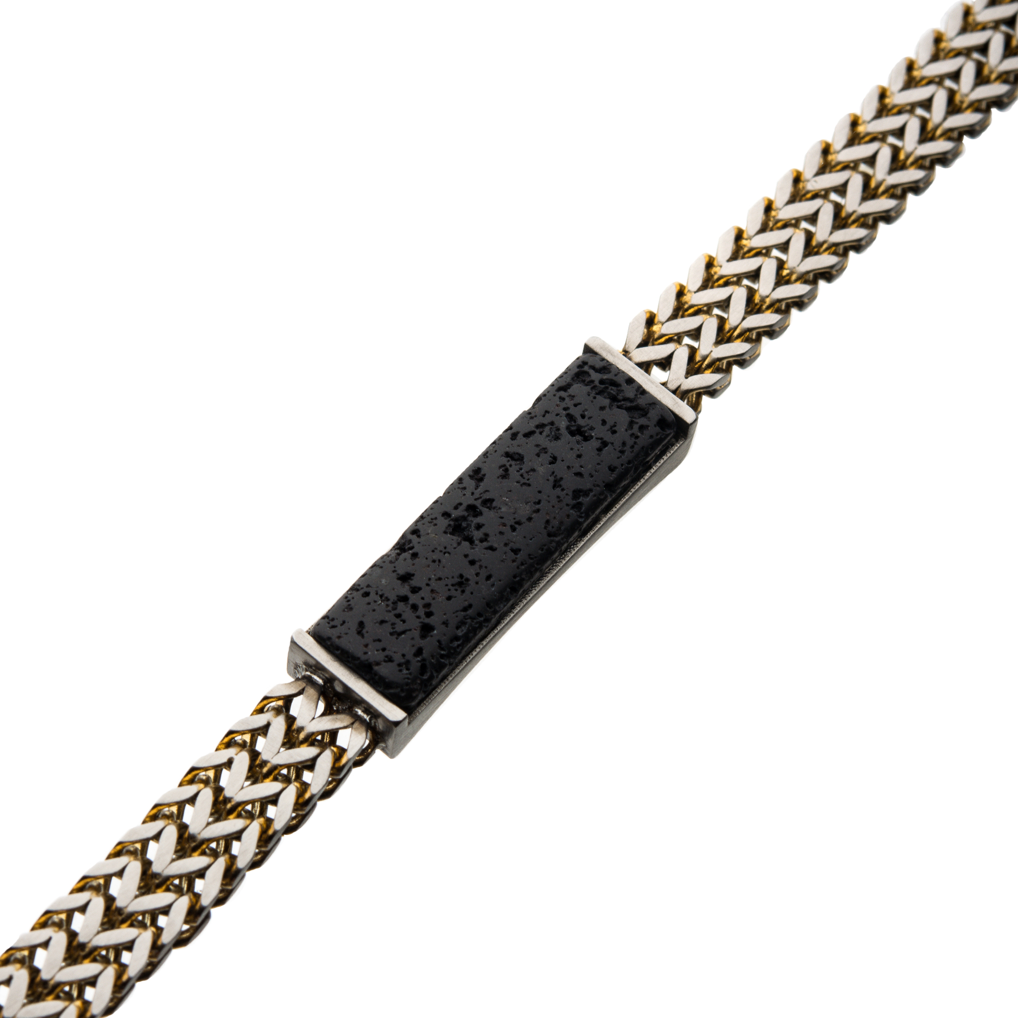 Stainless Steel Gold Plated Double Franco Chain with Lava Stone Bracelet Image 2 Ken Walker Jewelers Gig Harbor, WA