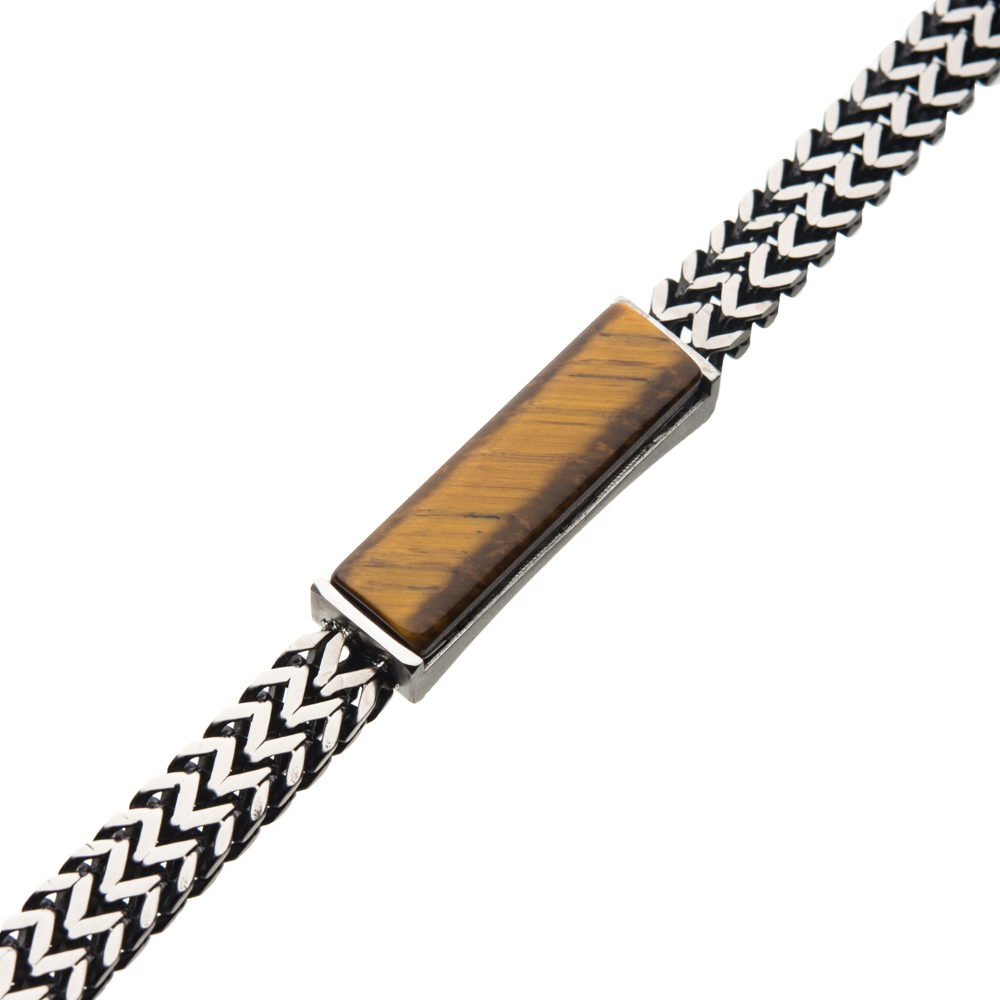 Stainless Steel Double Franco Chain with Tiger Eye Stone Bracelet Image 2 Jayson Jewelers Cape Girardeau, MO