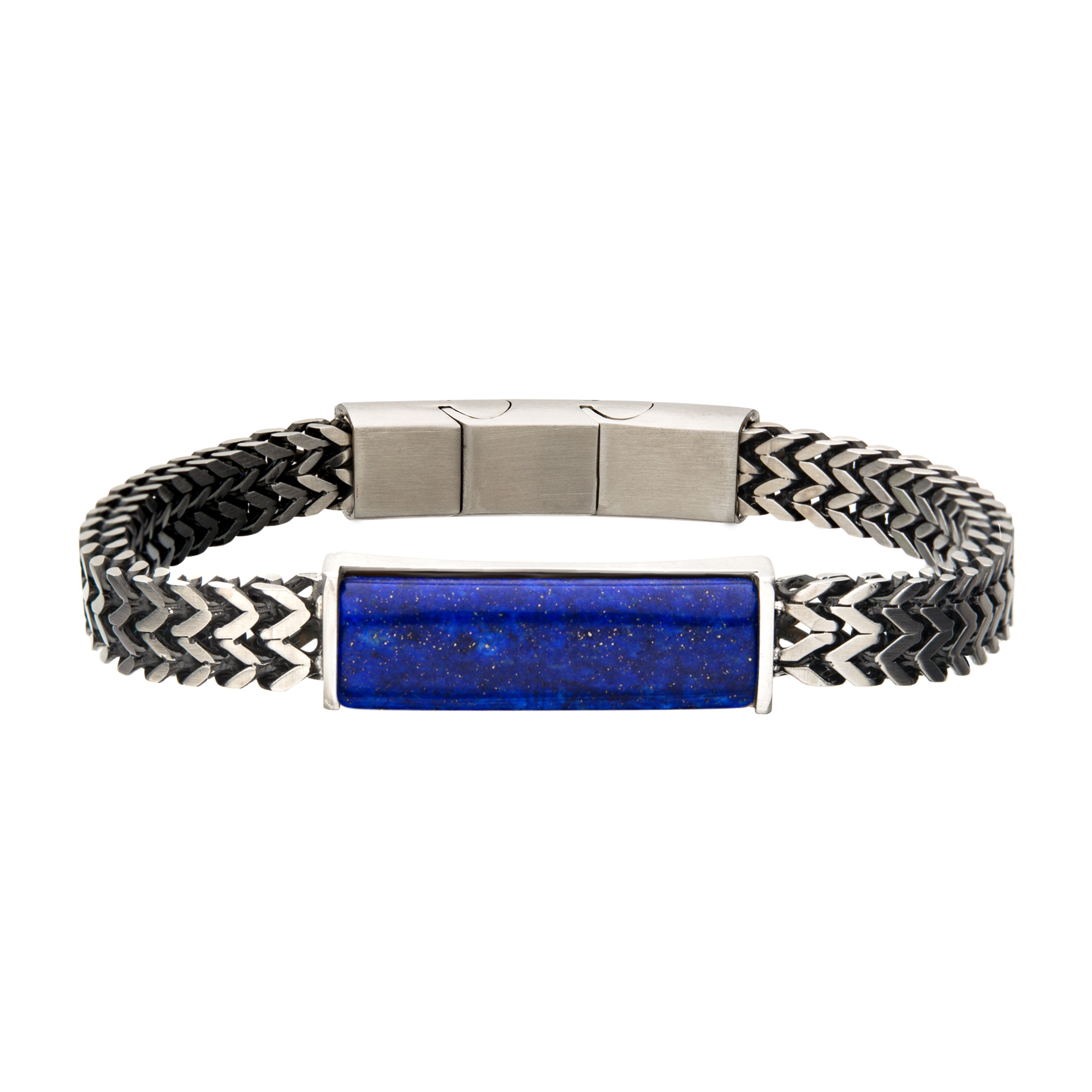 Stainless Steel Double Franco Chain with Lapis Stone Bracelet Ken Walker Jewelers Gig Harbor, WA