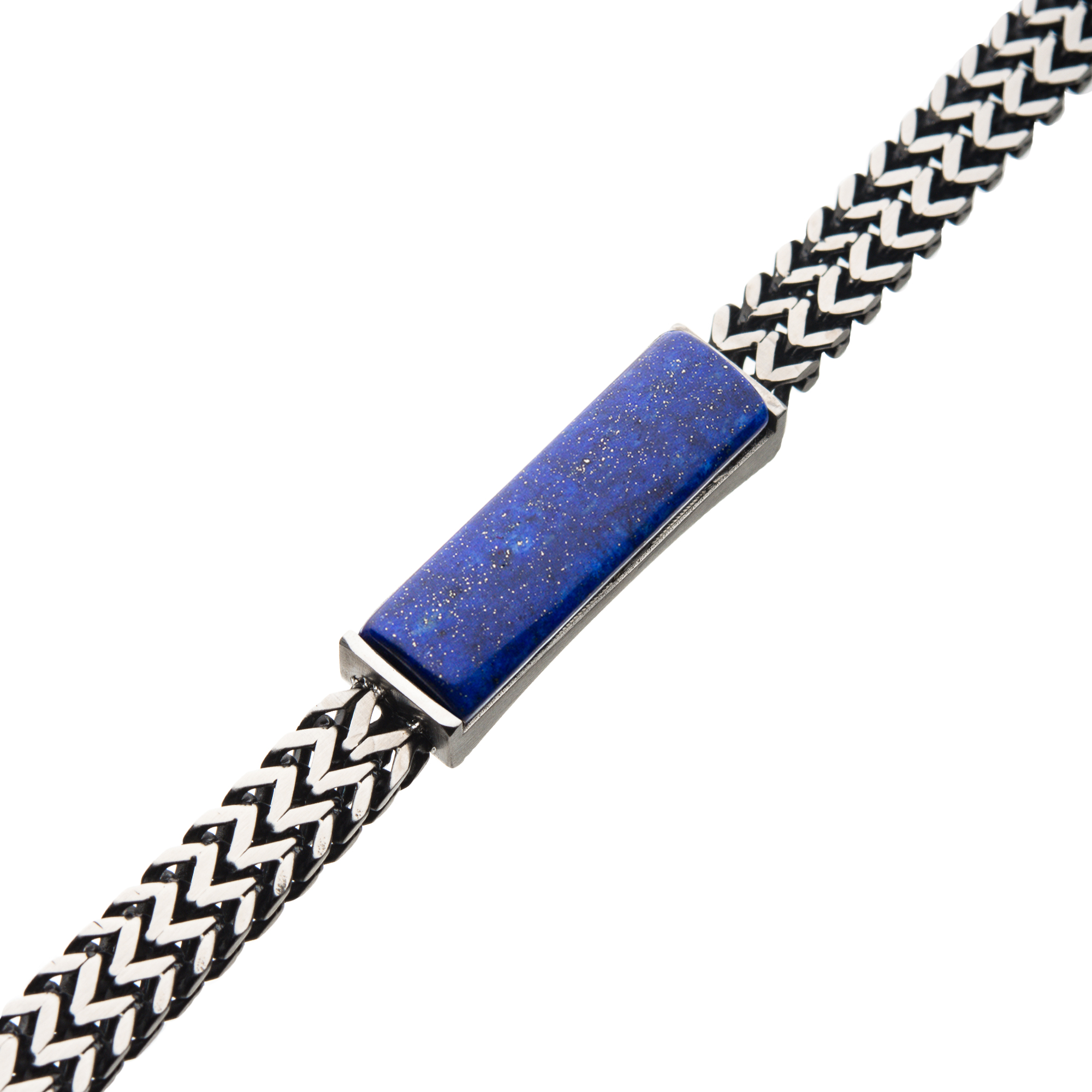 Stainless Steel Double Franco Chain with Lapis Stone Bracelet Image 2 Milano Jewelers Pembroke Pines, FL