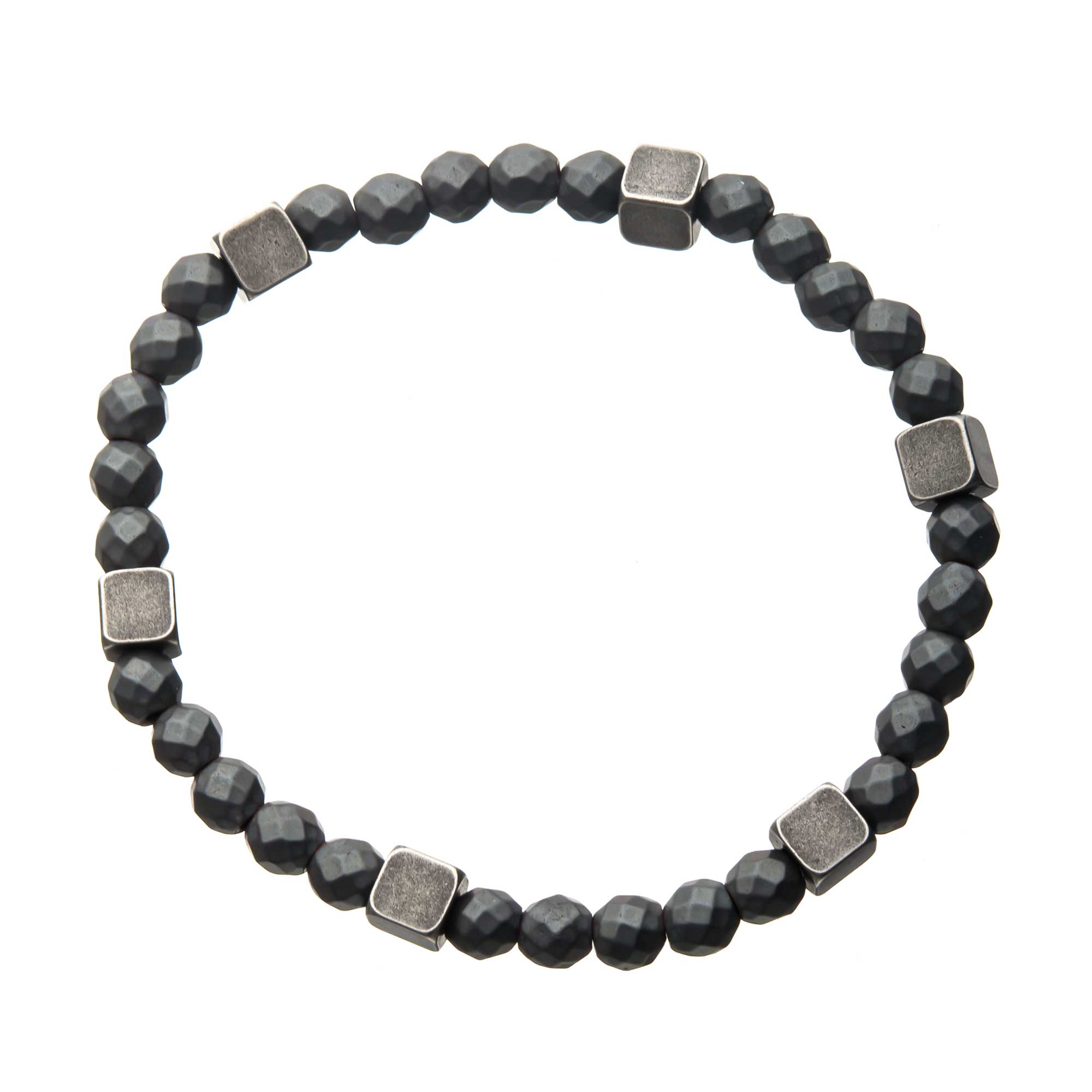 Grey Hematite with Antique Silver Brass Block Bracelet Image 2 Thurber's Fine Jewelry Wadsworth, OH