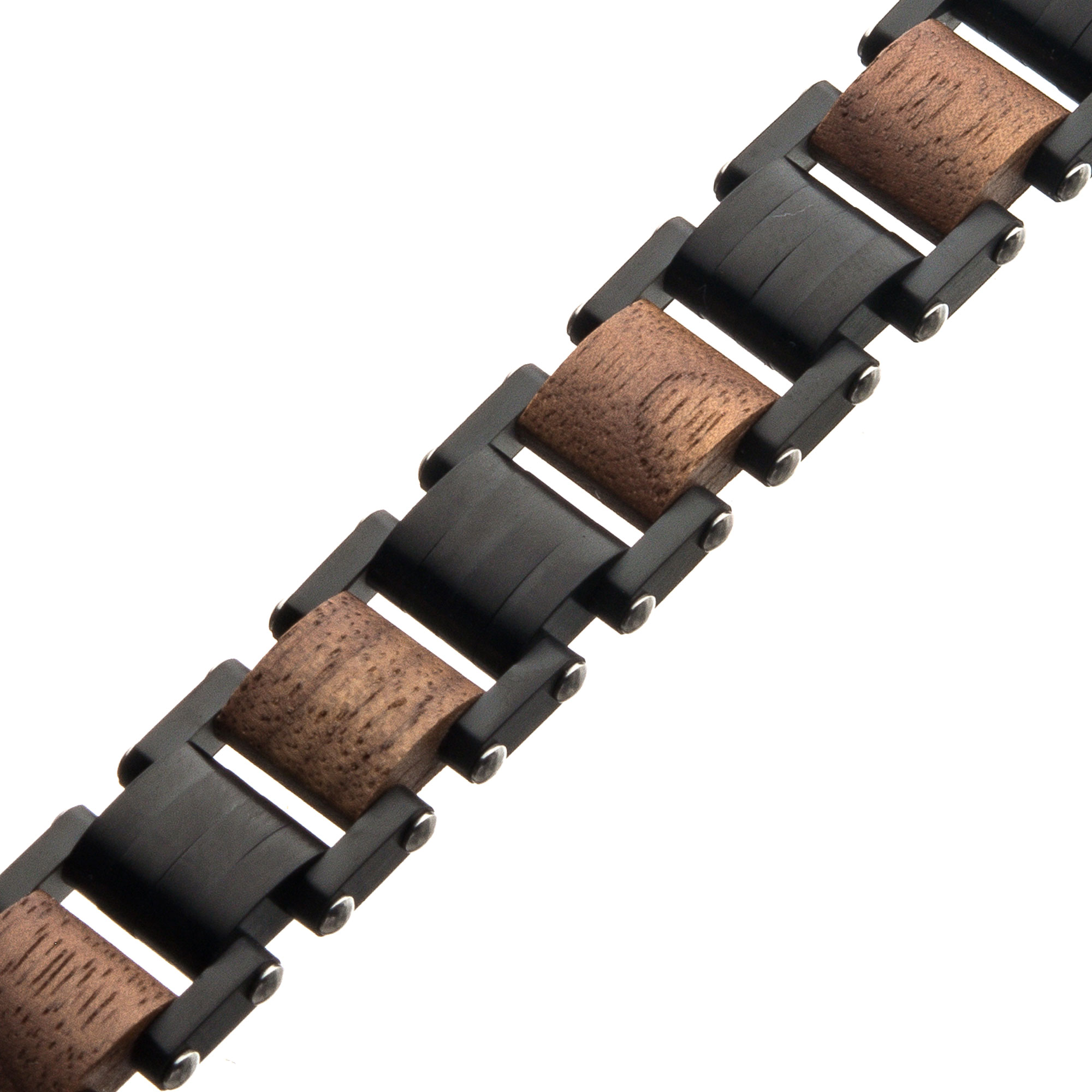 Stainless Steel with Walnut Wood Link Bracelet Image 2 Ken Walker Jewelers Gig Harbor, WA