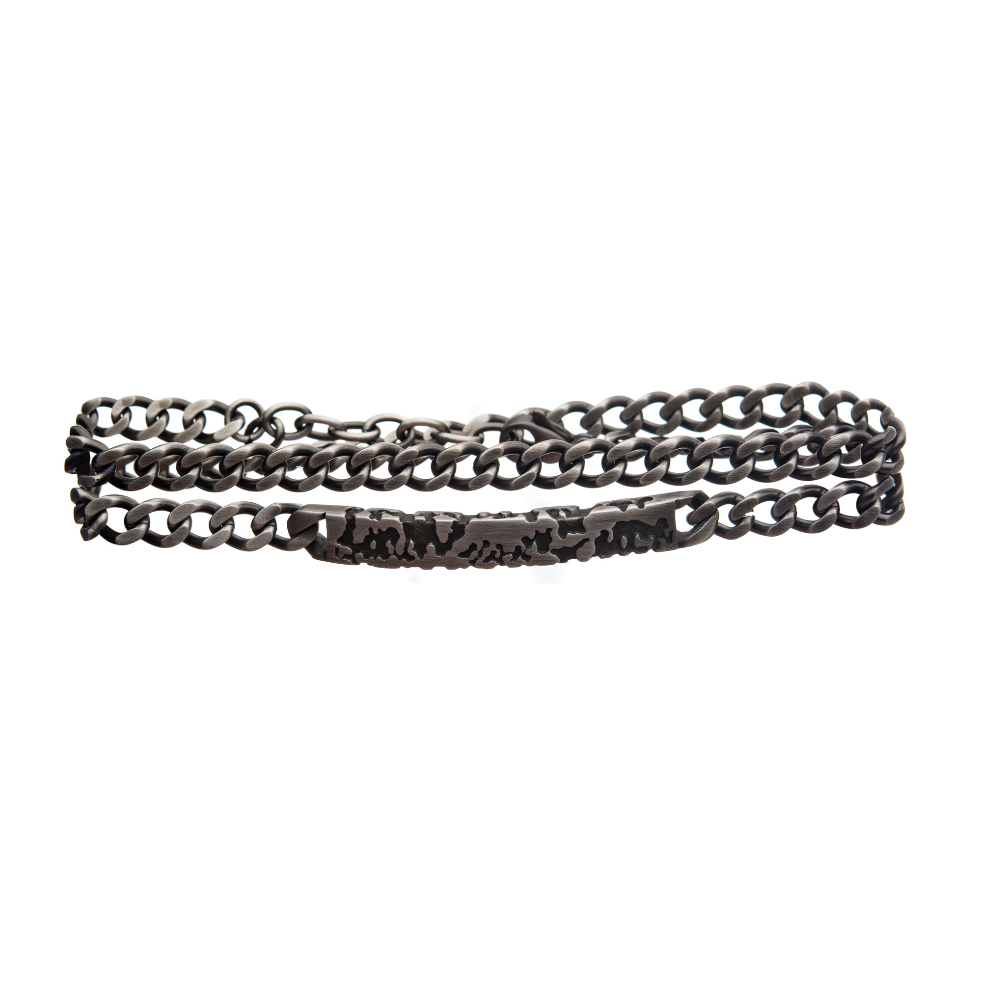 Stainless Steel & Gun Metal IP Double Wrap Chain & ID  Terra Bracelet Enchanted Jewelry Plainfield, CT