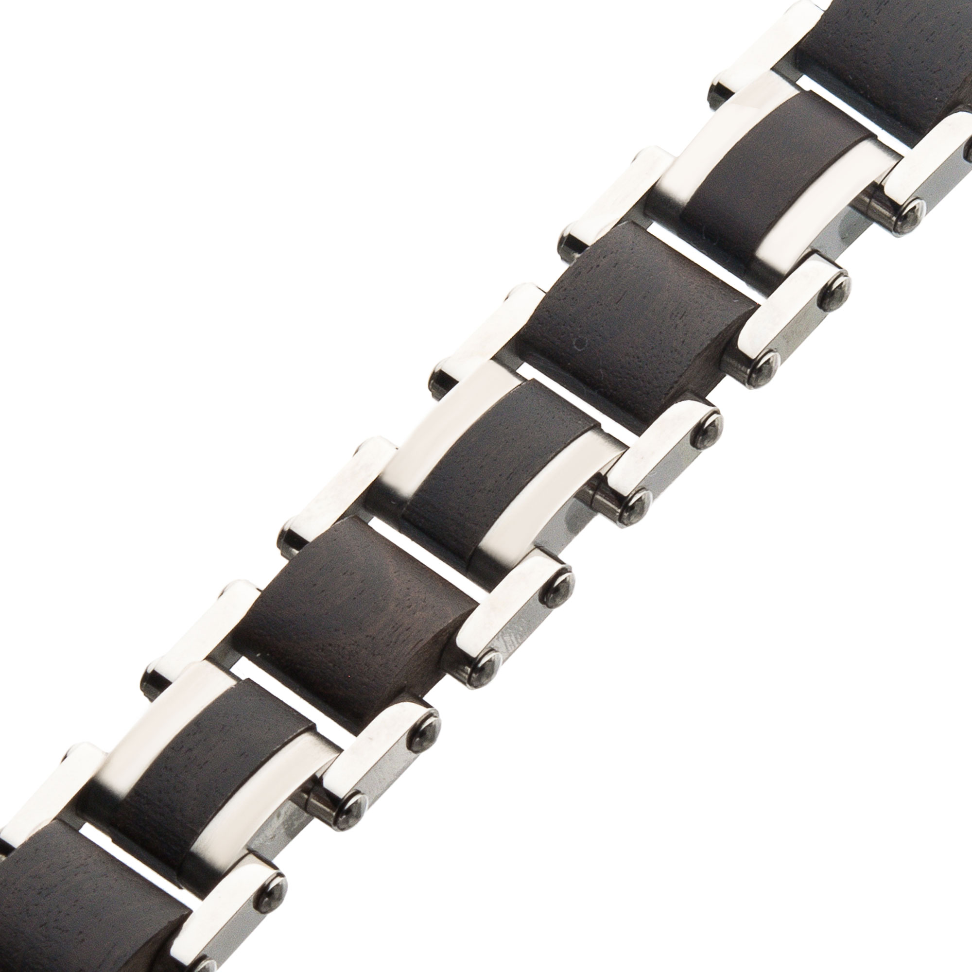 Stainless Steel w/ Ebony Wood Link Bracelet Image 2 Milano Jewelers Pembroke Pines, FL