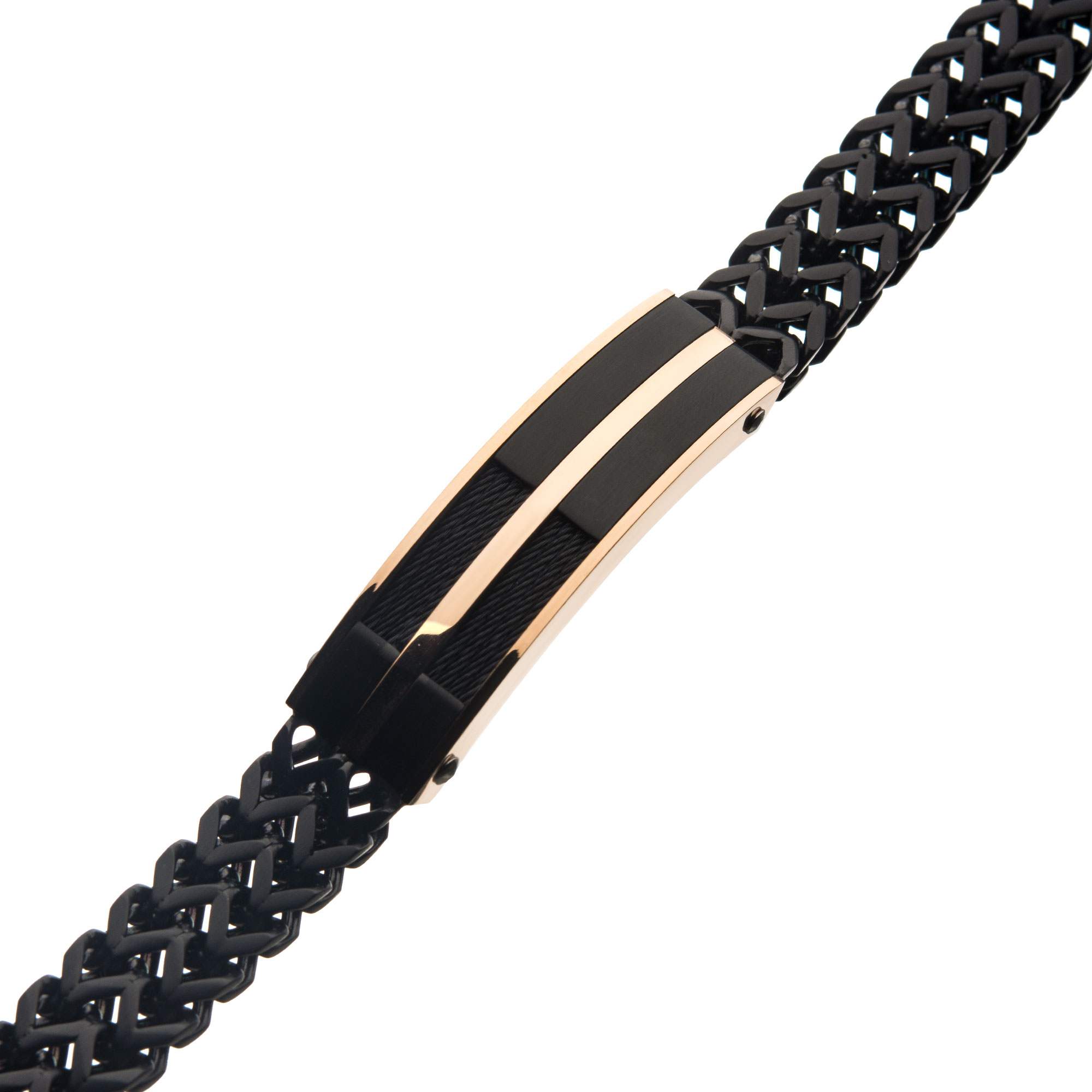 Stainless Steel, Black IP & Rose Gold IP Franco Chain Bracelet Image 2 Enchanted Jewelry Plainfield, CT