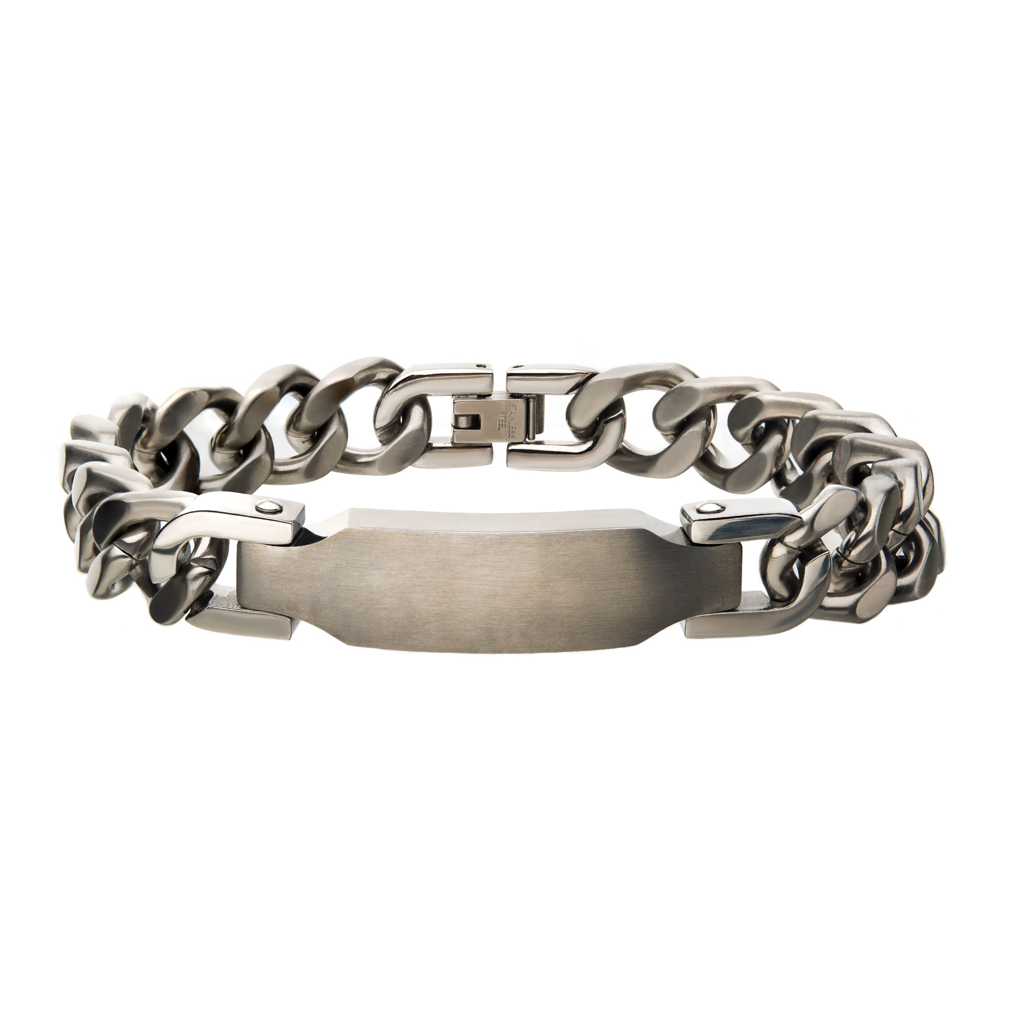 Matte Stainless Steel Engravable ID Chain Bracelet Lewis Jewelers, Inc. Ansonia, CT