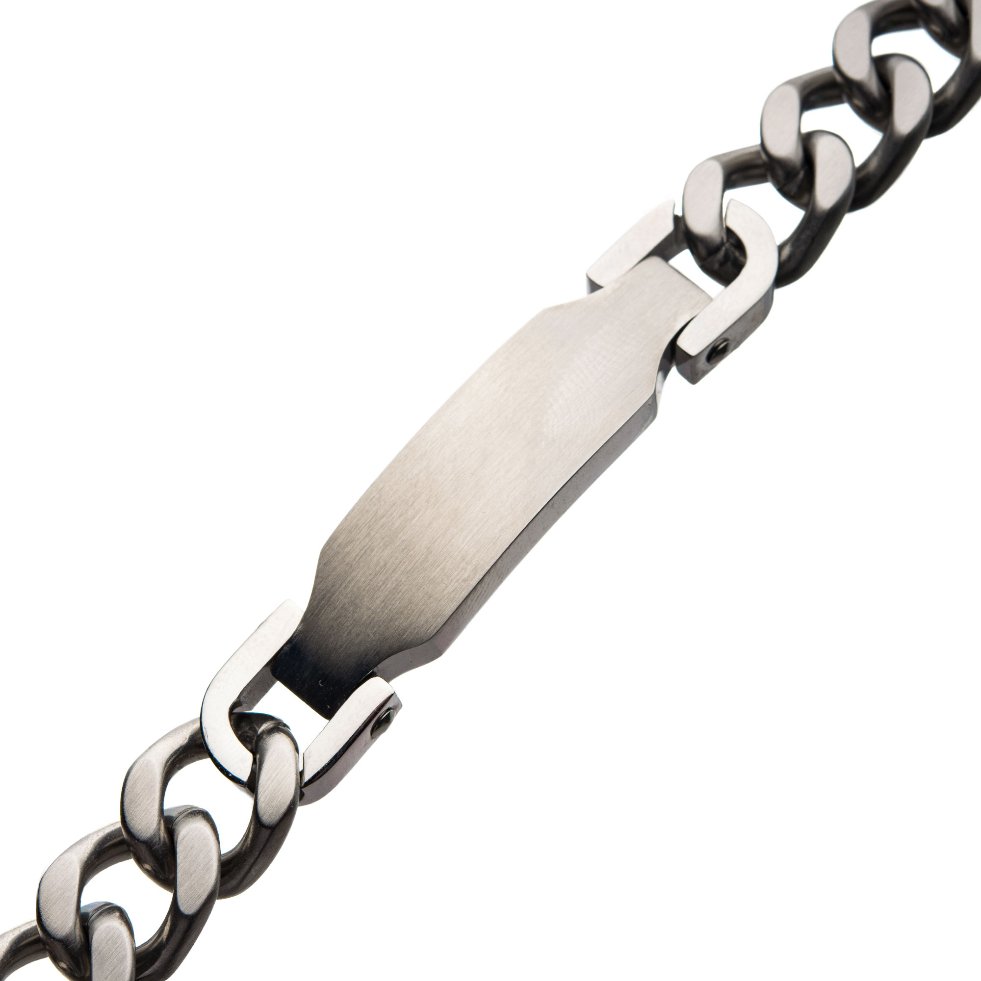 Matte Stainless Steel Engravable ID Chain Bracelet Image 2 Lewis Jewelers, Inc. Ansonia, CT