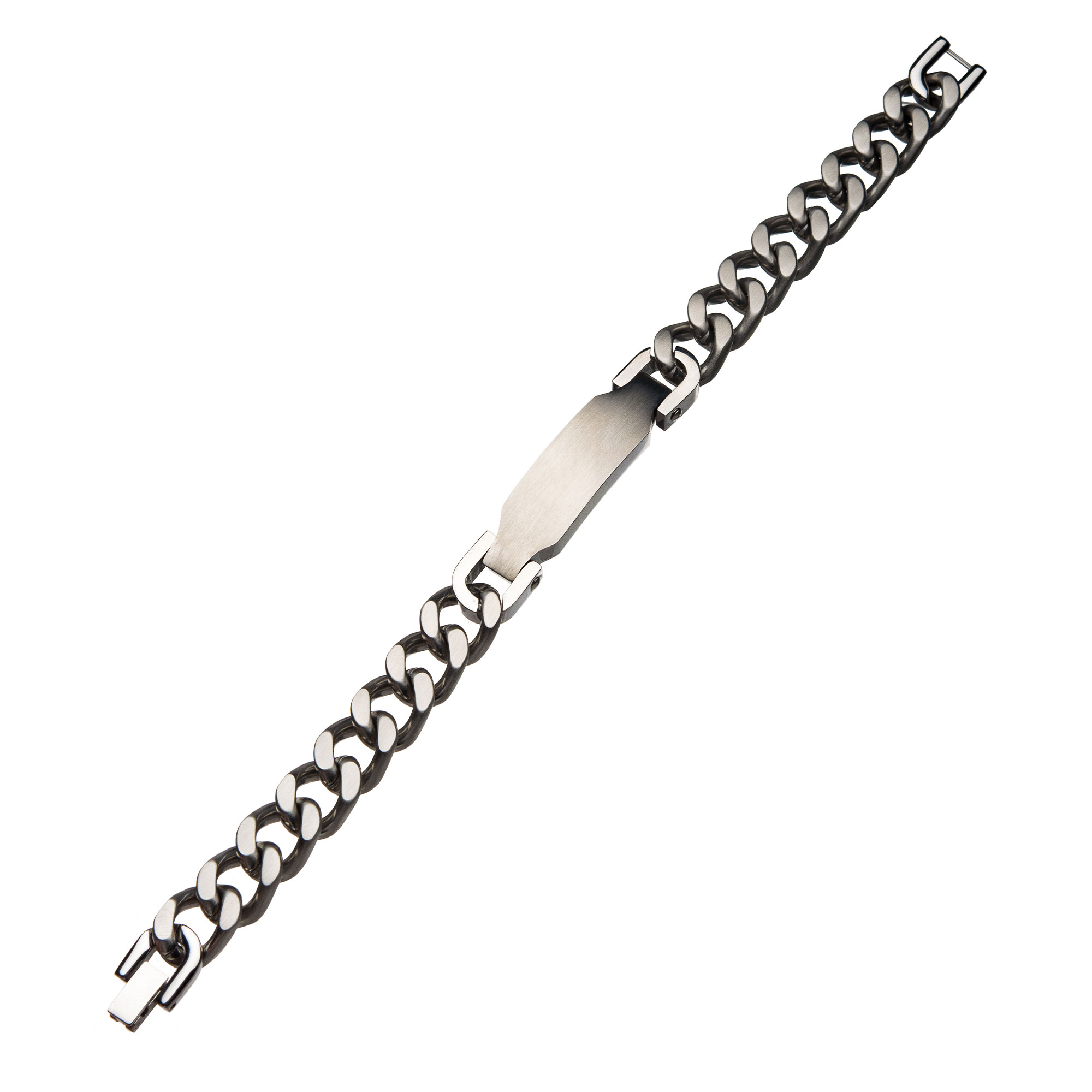 Matte Stainless Steel Engravable ID Chain Bracelet Image 3 P.K. Bennett Jewelers Mundelein, IL