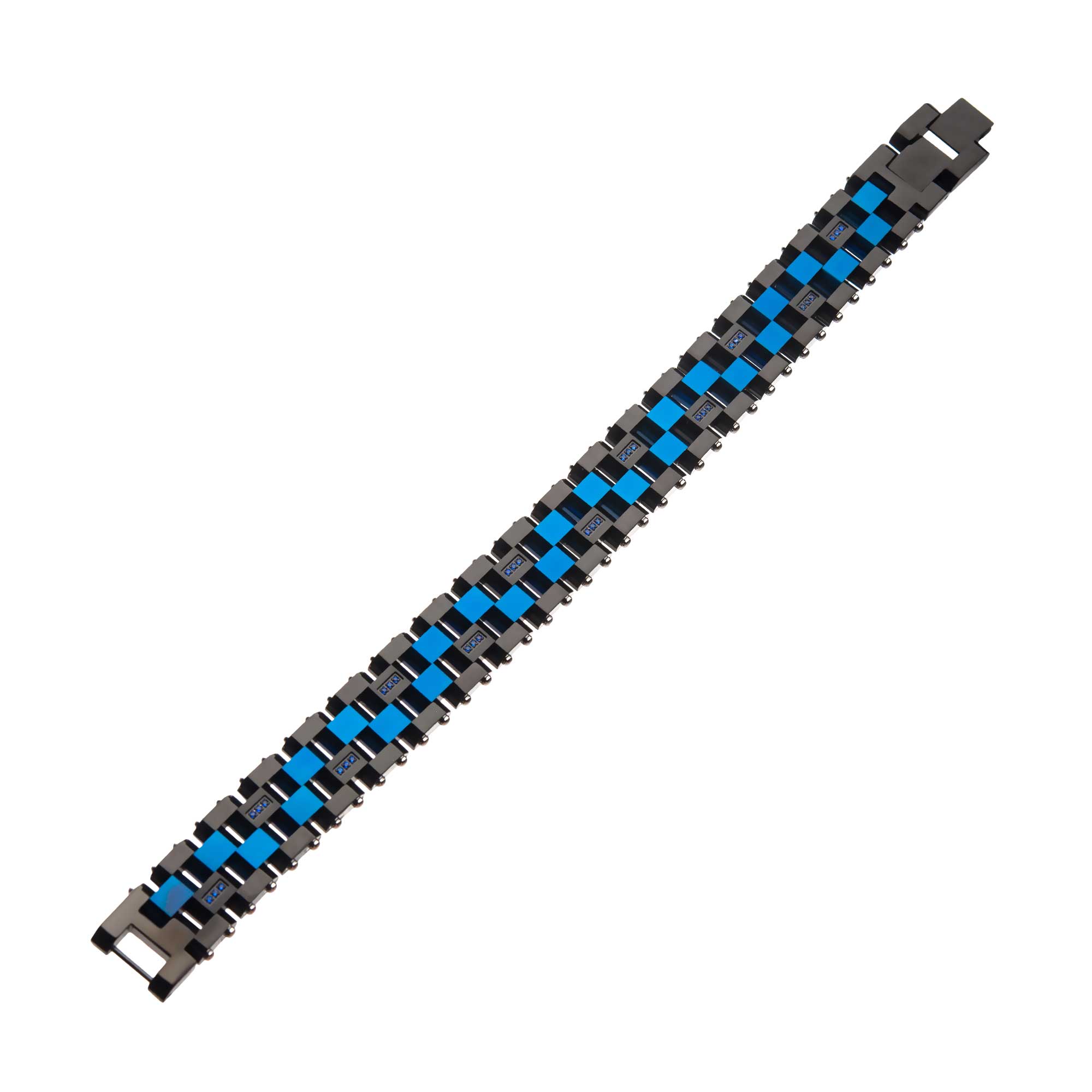 Blue & Black Plated with 36pcs CNC Prong Set Blue CZ Link Bracelet Image 2 Midtown Diamonds Reno, NV