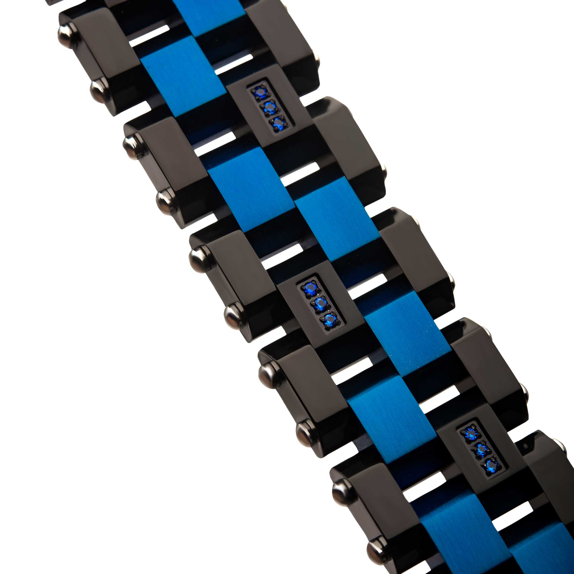 Blue & Black Plated with 36pcs CNC Prong Set Blue CZ Link Bracelet Image 3 Ken Walker Jewelers Gig Harbor, WA