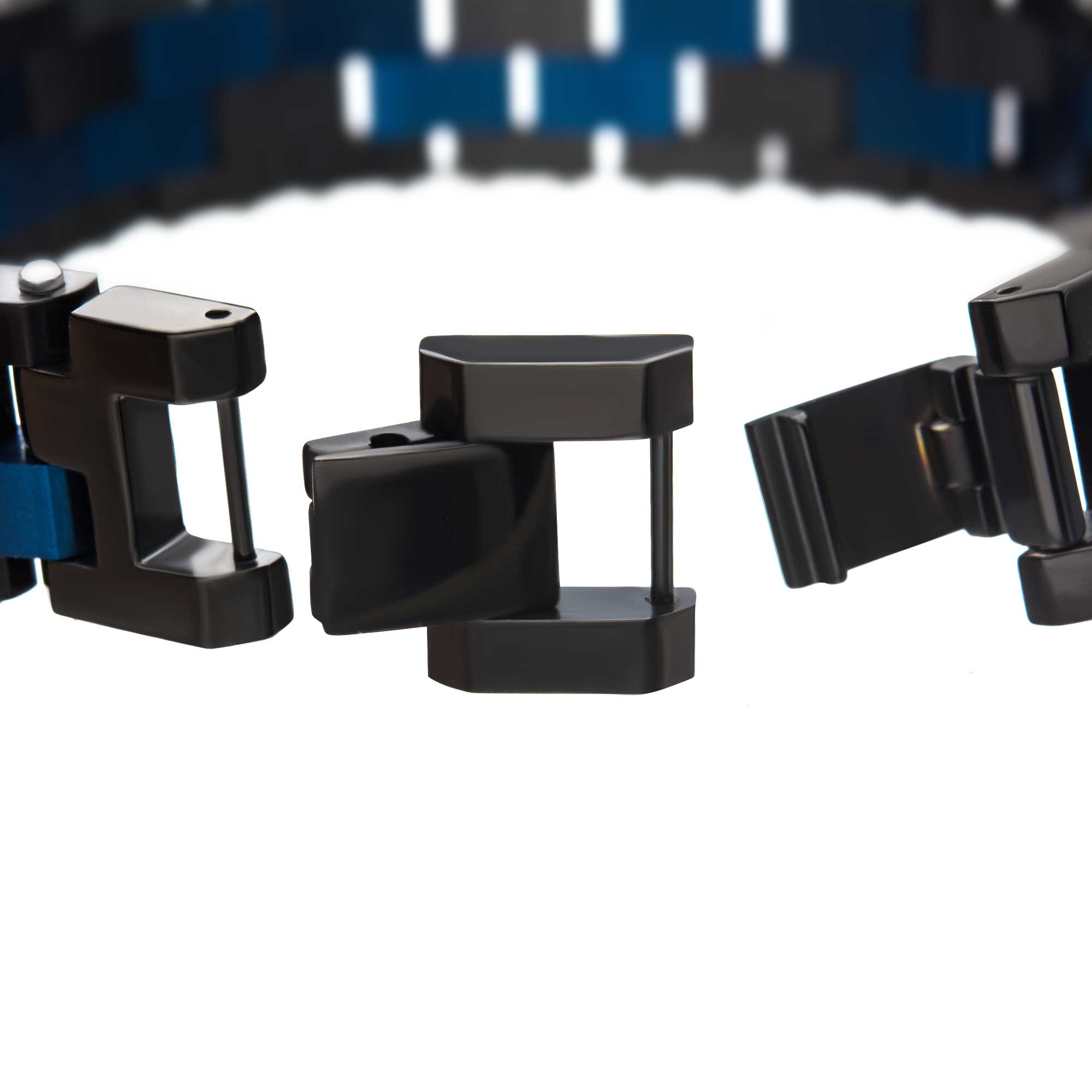 Blue & Black Plated with 36pcs CNC Prong Set Blue CZ Link Bracelet Image 4 Milano Jewelers Pembroke Pines, FL