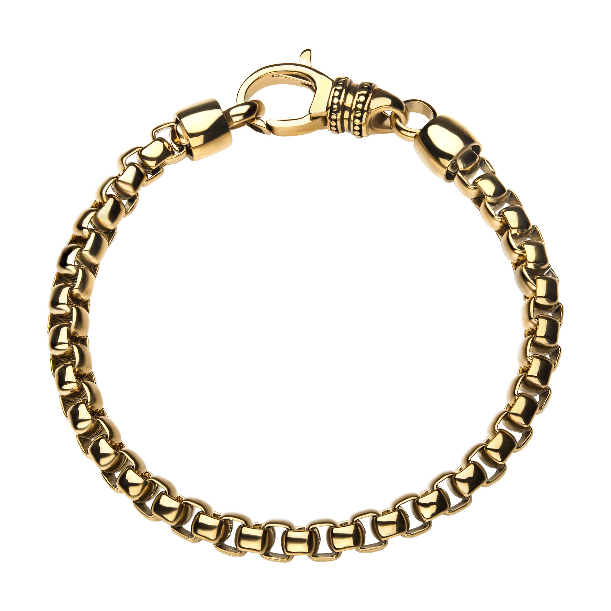 18K Gold Plated Bold Box Chain Bracelet Image 4 Enchanted Jewelry Plainfield, CT
