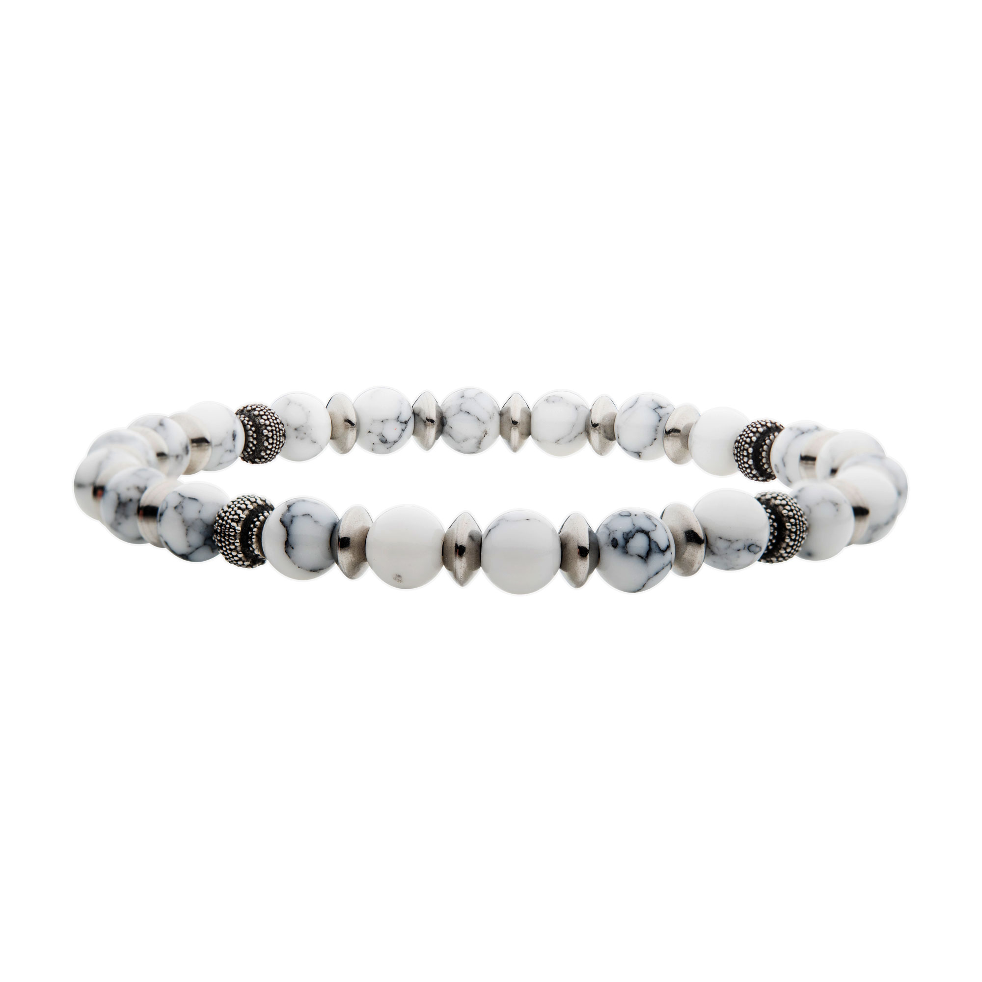 White Howlite Stones with Black Oxidized Beads Bracelet Midtown Diamonds Reno, NV