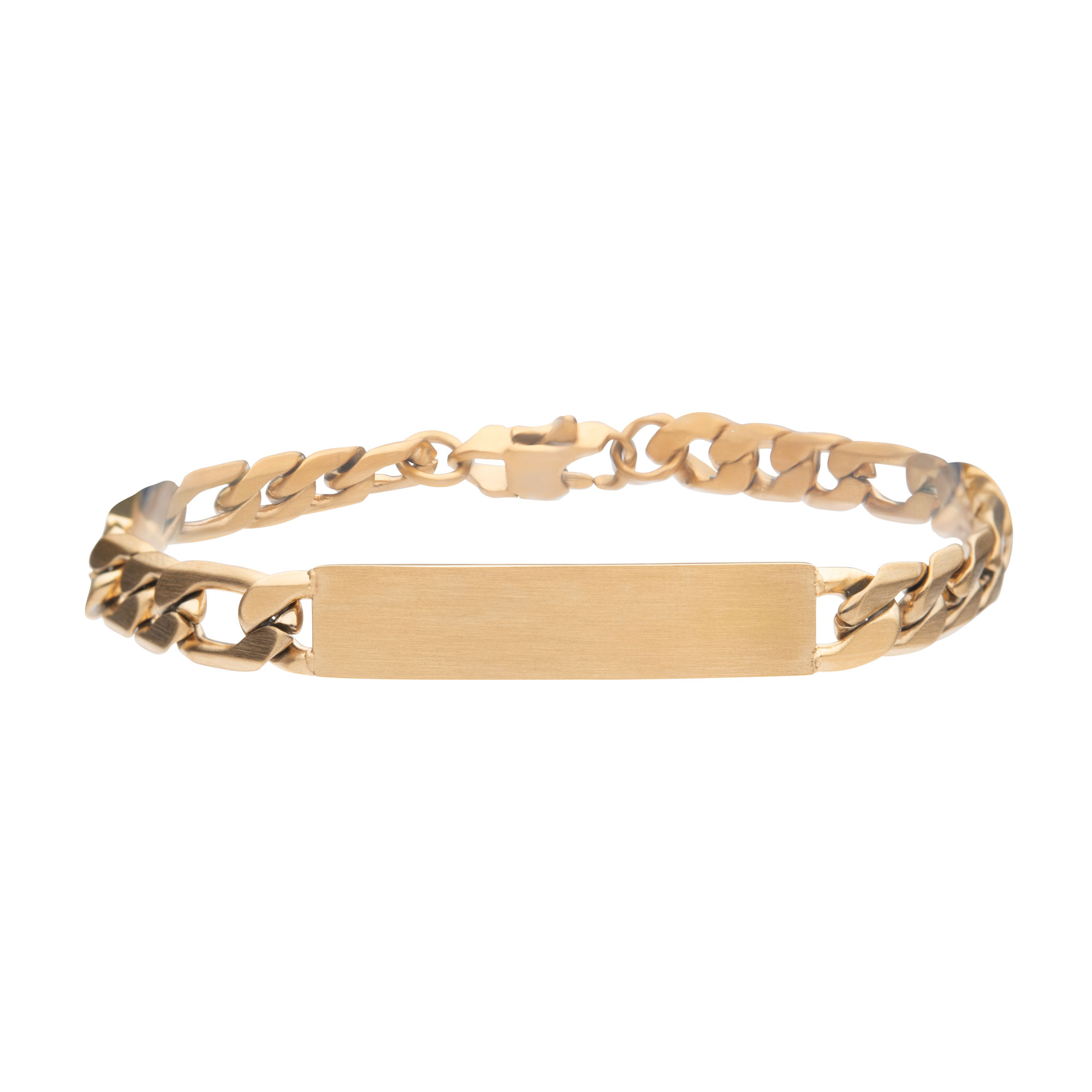 18K Gold IP Engravable Double ID Plate with Curb Chain Bracelet Lewis Jewelers, Inc. Ansonia, CT