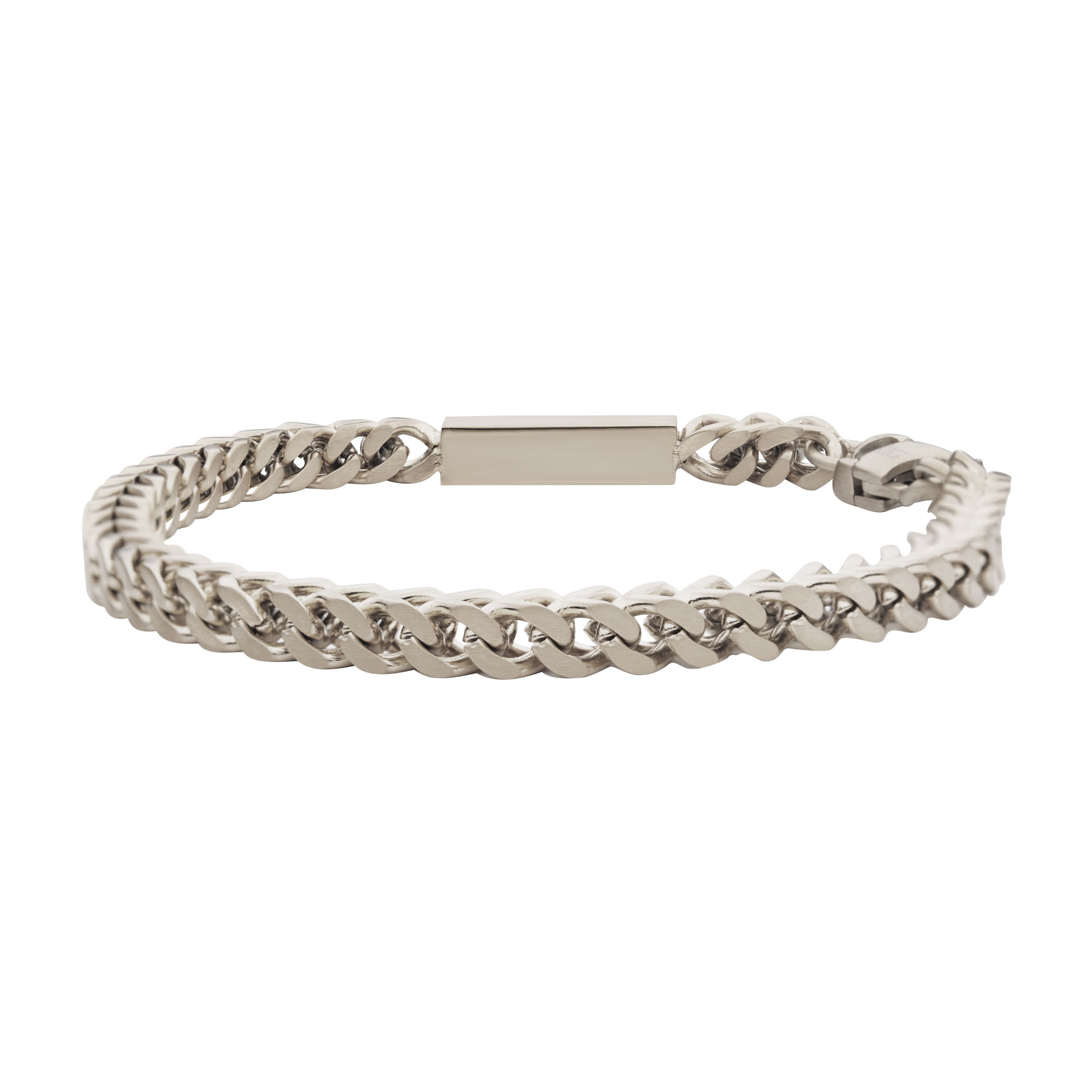 Steel Engravable ID Block with Franco Chain Bracelet Image 2 Ritzi Jewelers Brookville, IN