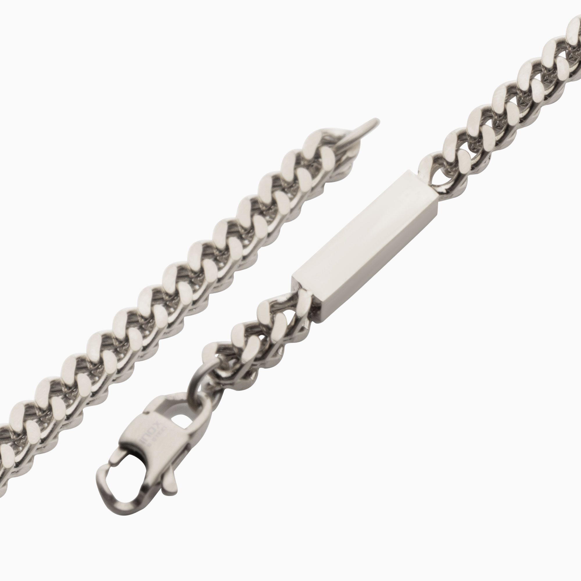 Steel Engravable ID Block with Franco Chain Bracelet Image 3 Carroll / Ochs Jewelers Monroe, MI
