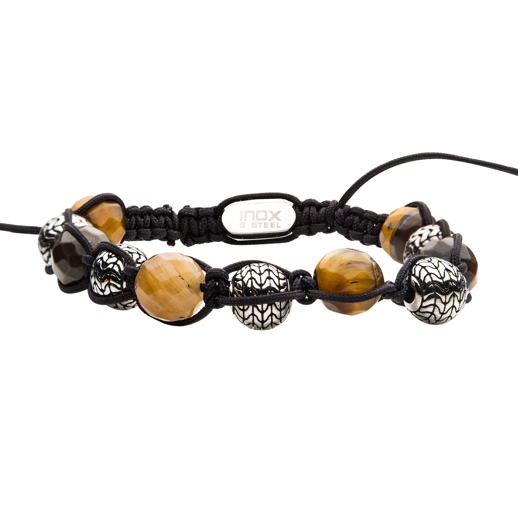 Stainless Steel & Tiger Eye Stone Bead Adjustable Braided Bracelet Milano Jewelers Pembroke Pines, FL