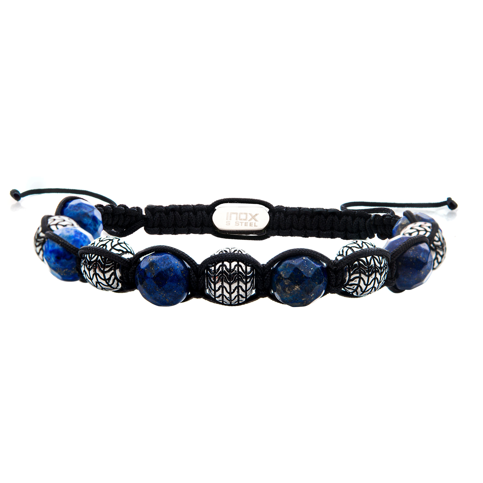 Stainless Steel & Lapis Stone Bead Adjustable Braided Bracelet Carroll / Ochs Jewelers Monroe, MI