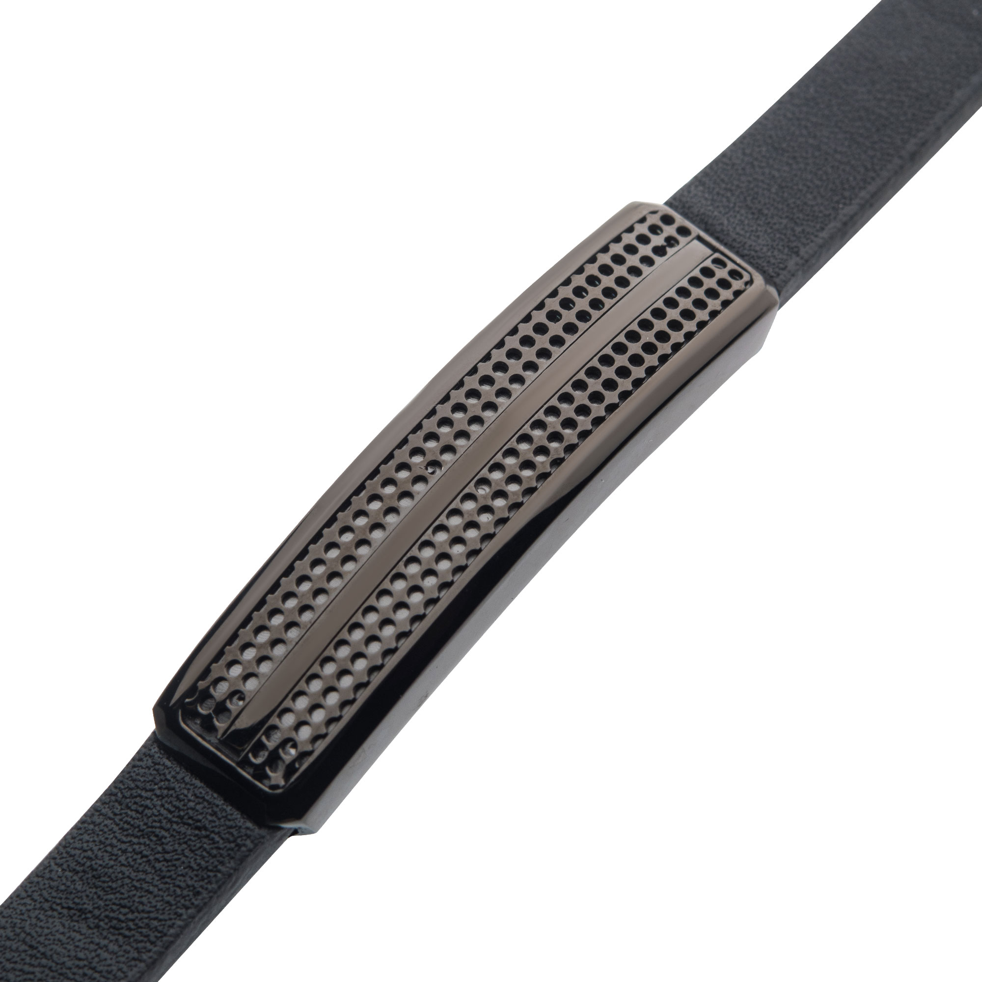 Black Leather with Black IP Streamline ID Bracelet Image 2 Milano Jewelers Pembroke Pines, FL
